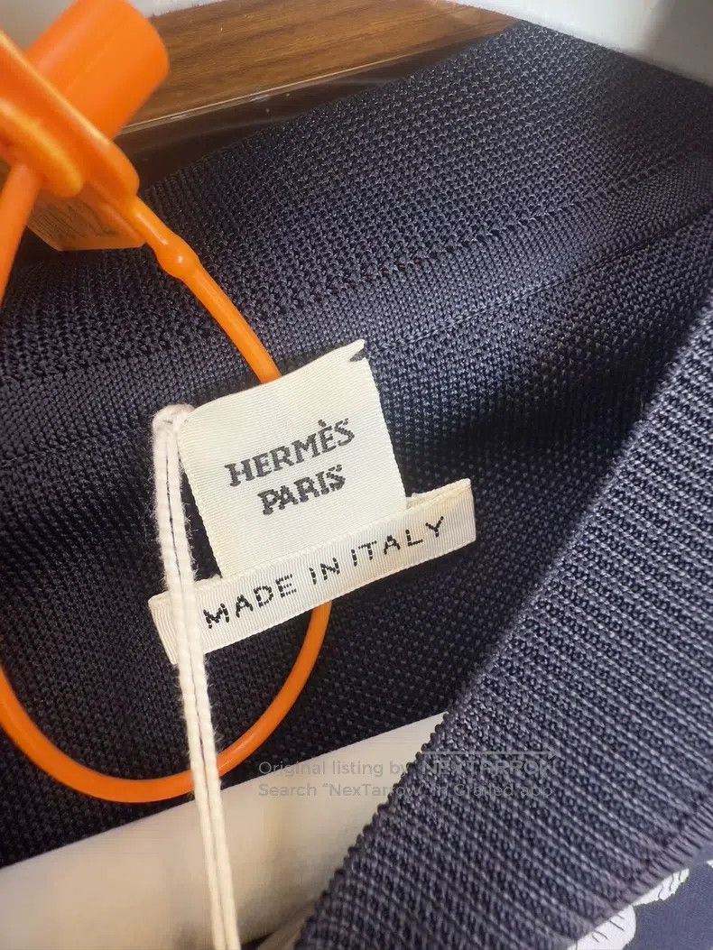 Hermes Hermes Dark Blue Silk Printed Pullover, Size 38, 100% Silk Size XS / US 0-2 / IT 36-38 - 7 Thumbnail
