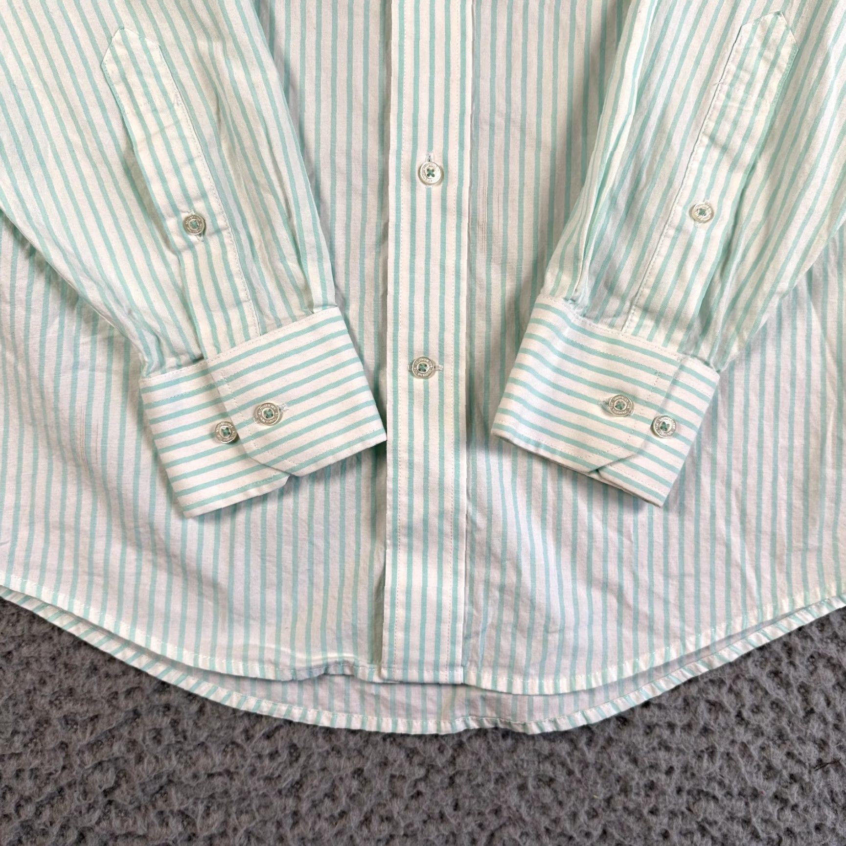 Southern Tide Southern Tide Shirt Mens Small White Green Striped Button Up Performance Stretch Size US S / EU 44-46 / 1 - 4 Thumbnail
