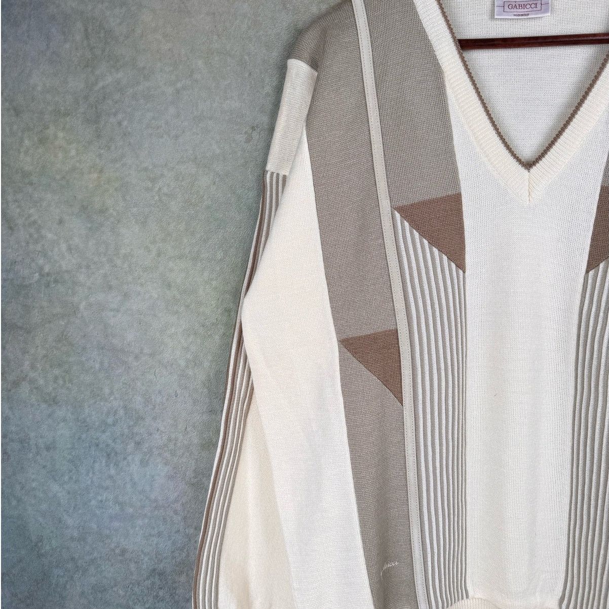 Gabicci × Vintage VTG 90s Gabicci Knit Sweater XL Tan Beige Italy Soprano Size US XL / EU 56 / 4 - 4 Thumbnail