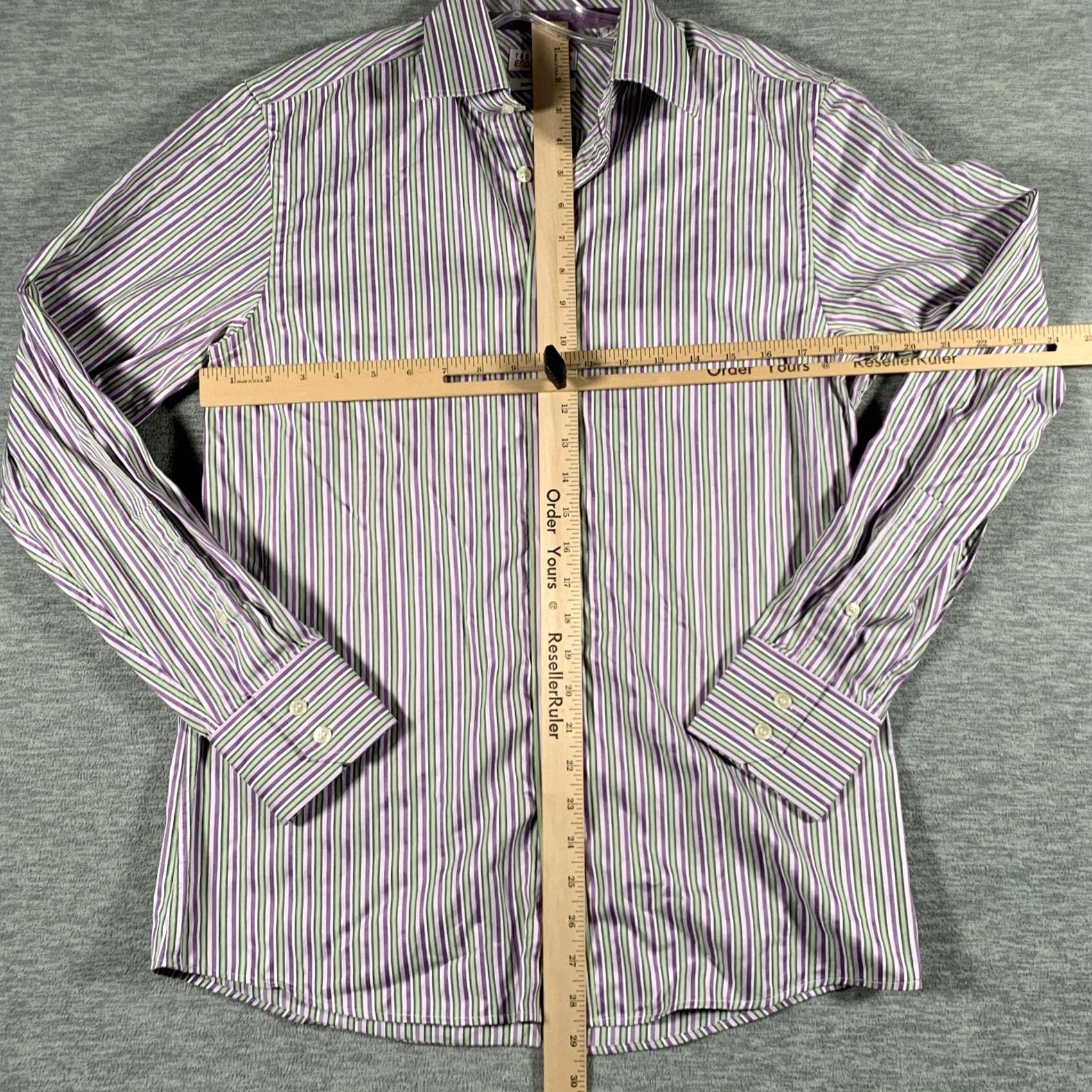 Ted Baker Ted Baker Endurance Dress Shirt Mens 15.5 Purple Striped Long Sleeve Cotton Size 42R - 5 Thumbnail
