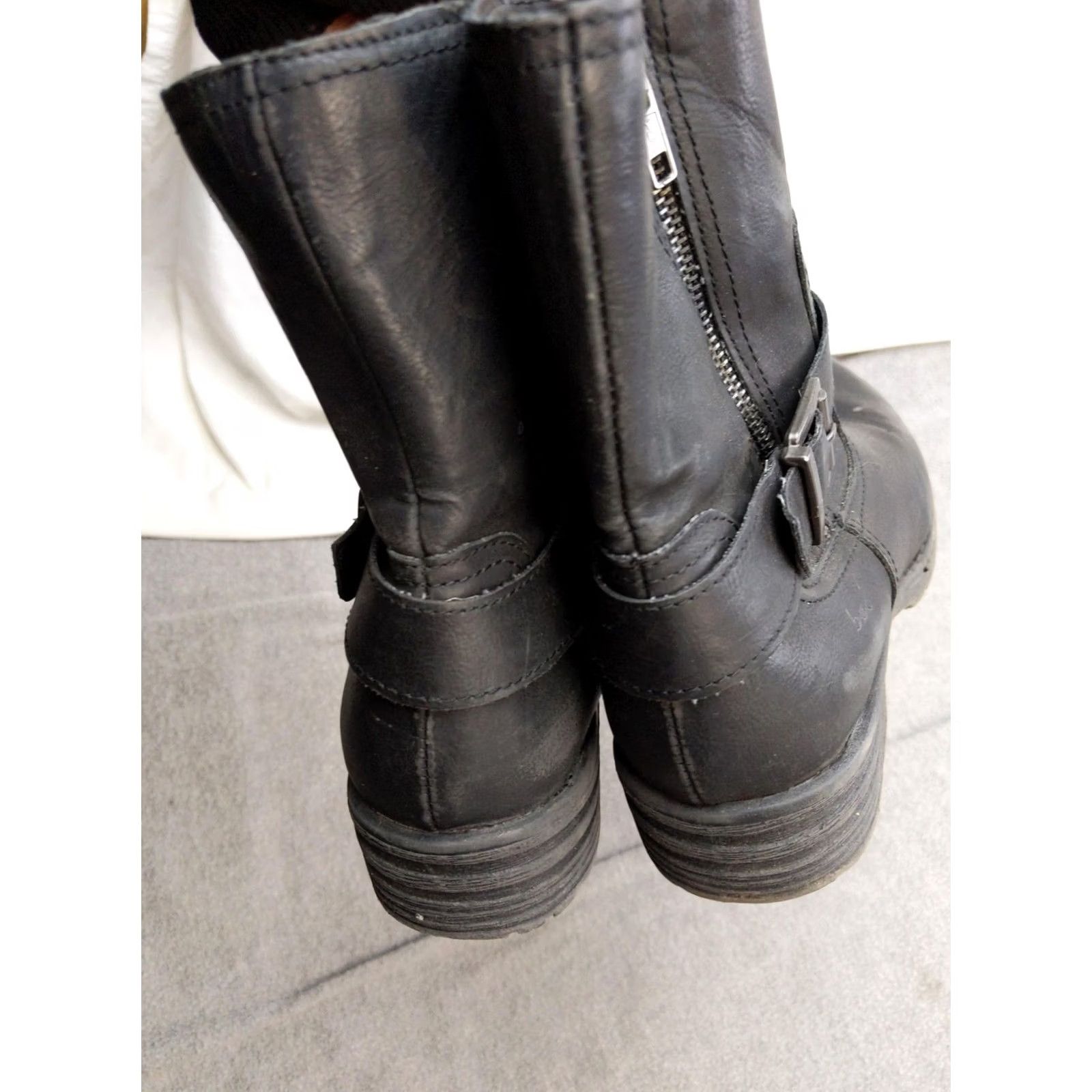 Vintage B.o.c Boots Womens Size 8 Black Synthetic Ankle Biker Zip Buckle Lined Booties Size US 8 / IT 38 - 5 Thumbnail