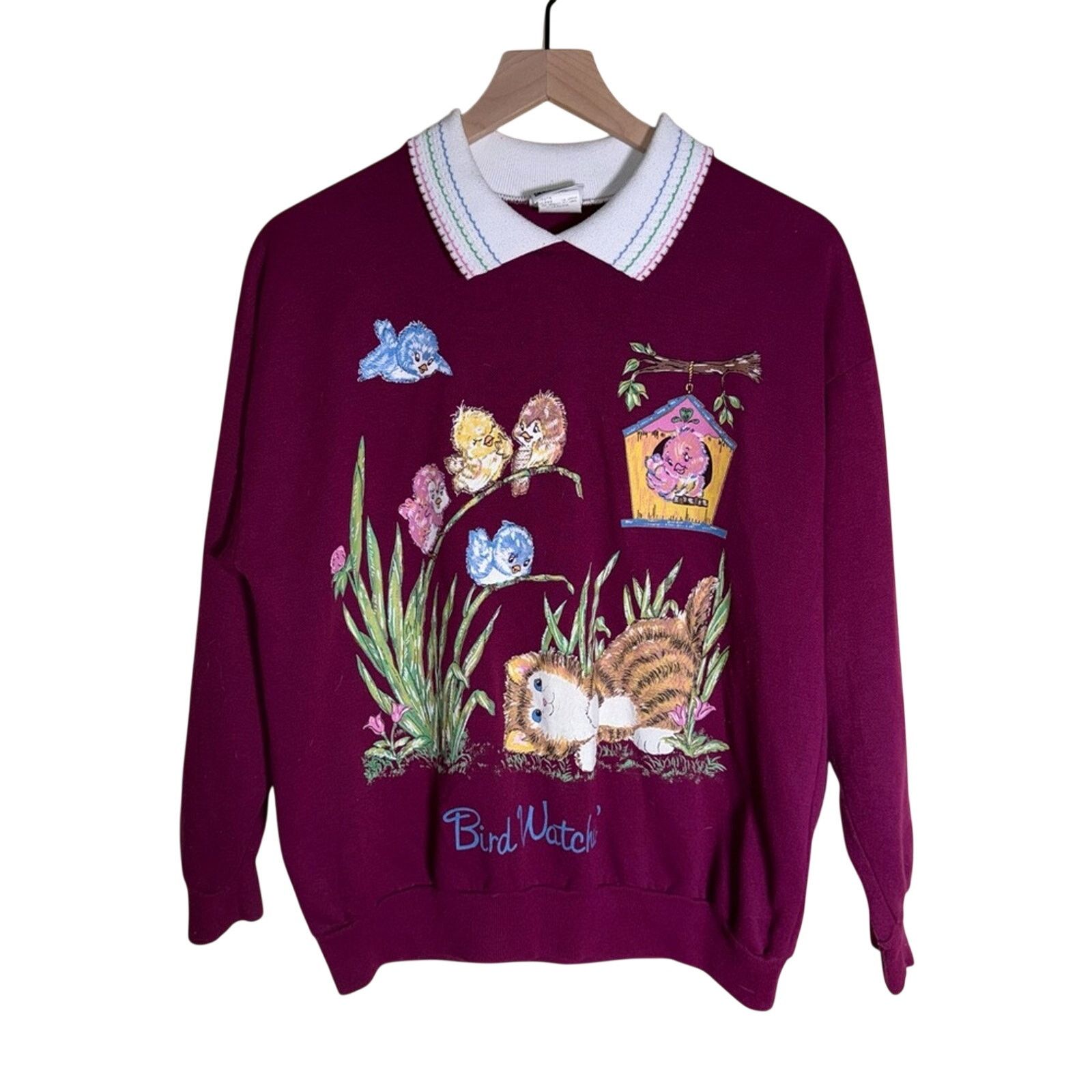 Basic Editions VINTAGE BASIC EDITIONS embroidered Bird Watchin sweatshirt M Size M / US 6-8 / IT 42-44 - 1 Thumbnail