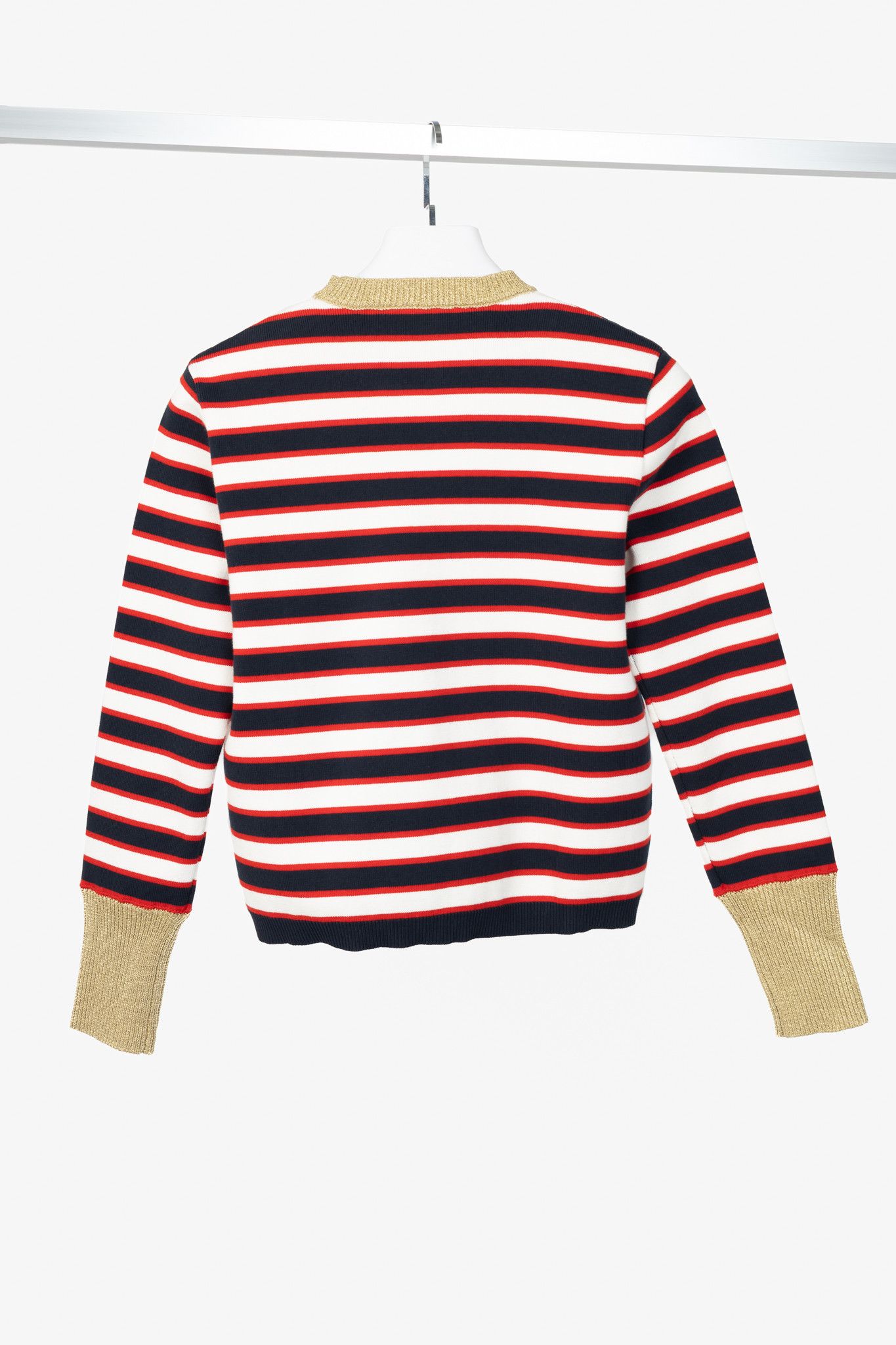 Valentino Valentino Navy & White Striped Cotton Sweater Size M / US 6-8 / IT 42-44 - 2 Thumbnail