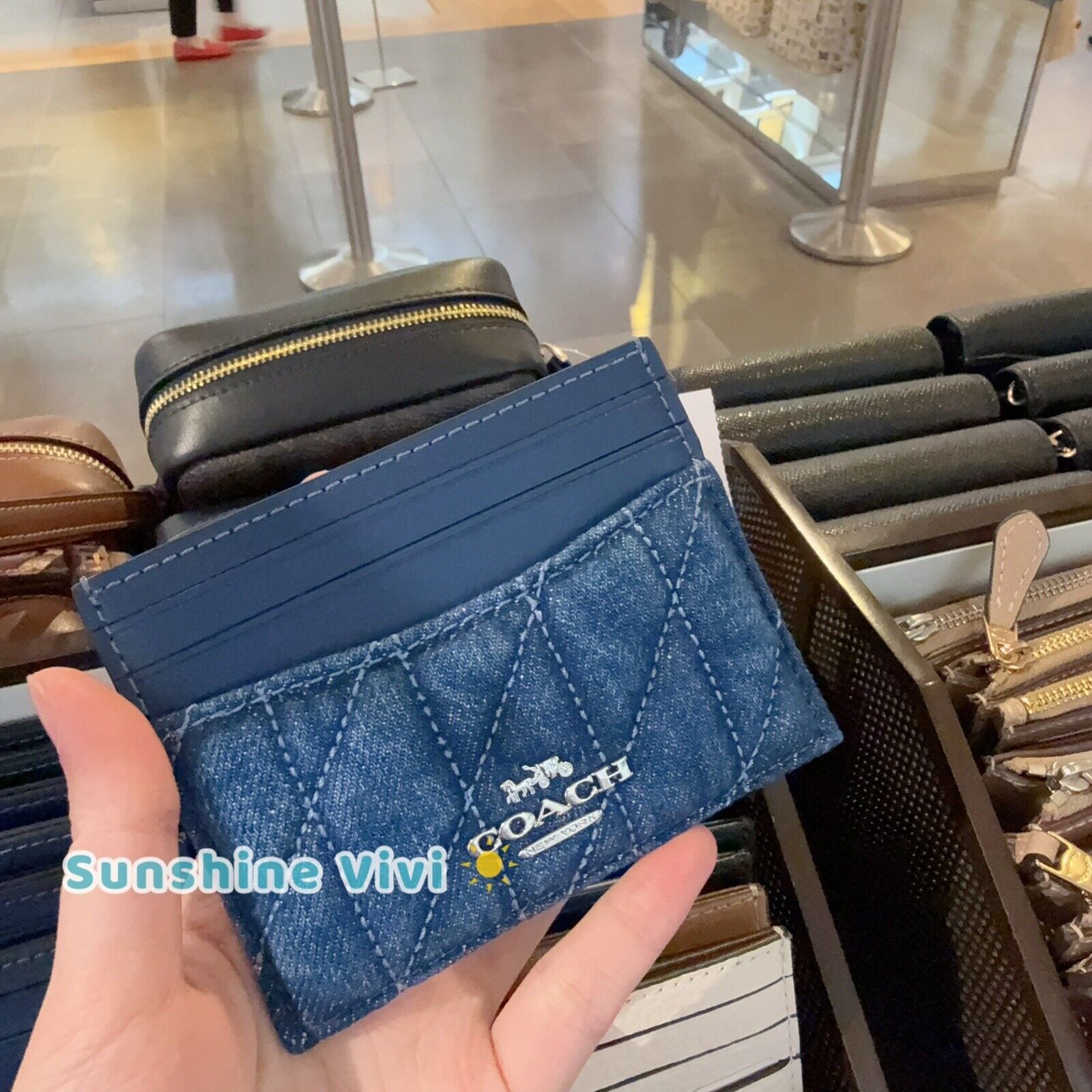 Coach NWT Coach CAT70 Slim Id Card Case With Quilting denim/Silver Size ONE SIZE - 1 Thumbnail