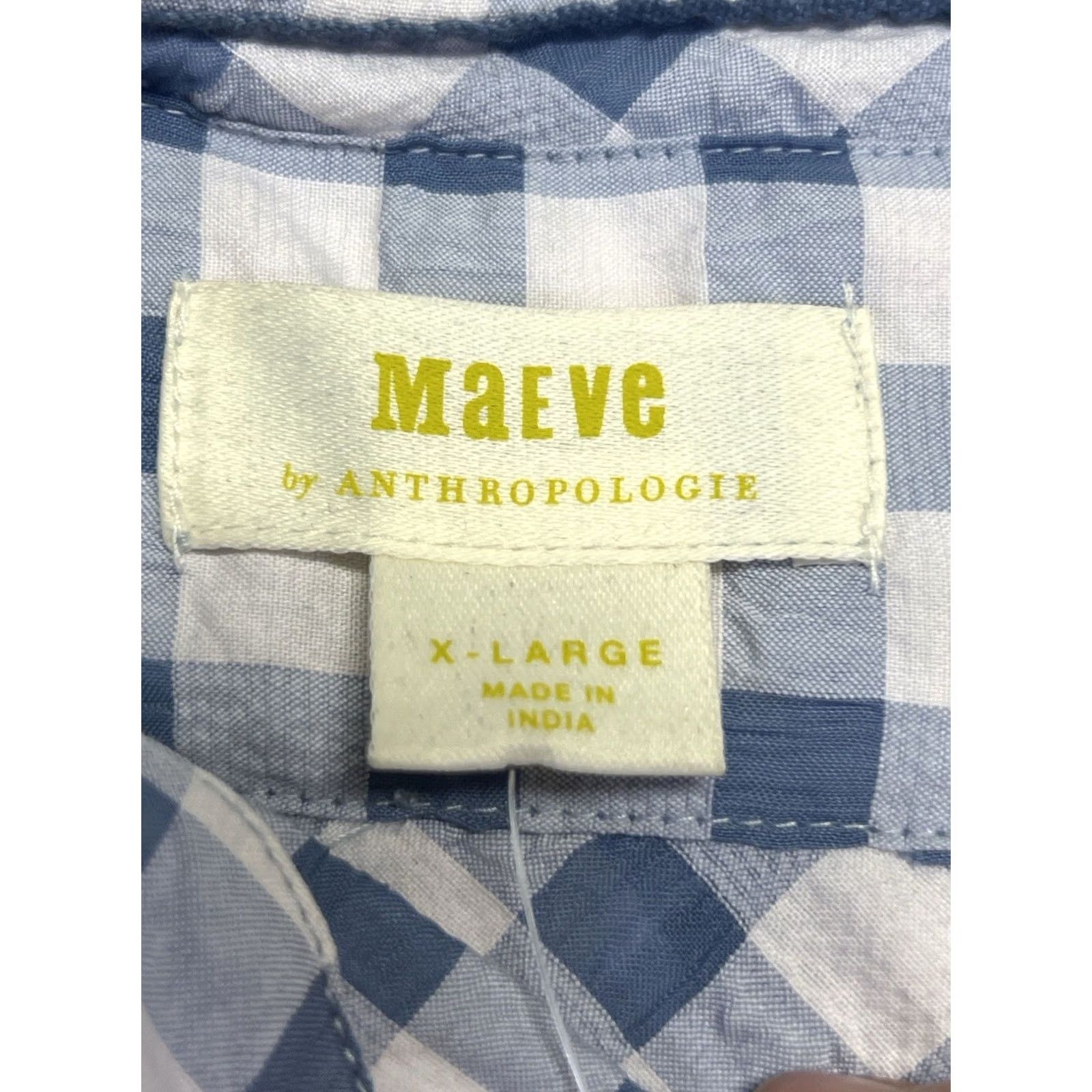 Anthropologie Maeve by Anthropologie Shirt Dress Women's XL Gingham NWT White/Blue Collared Button Tunic Size XL / US 12-14 / IT 48-50 - 2 Thumbnail