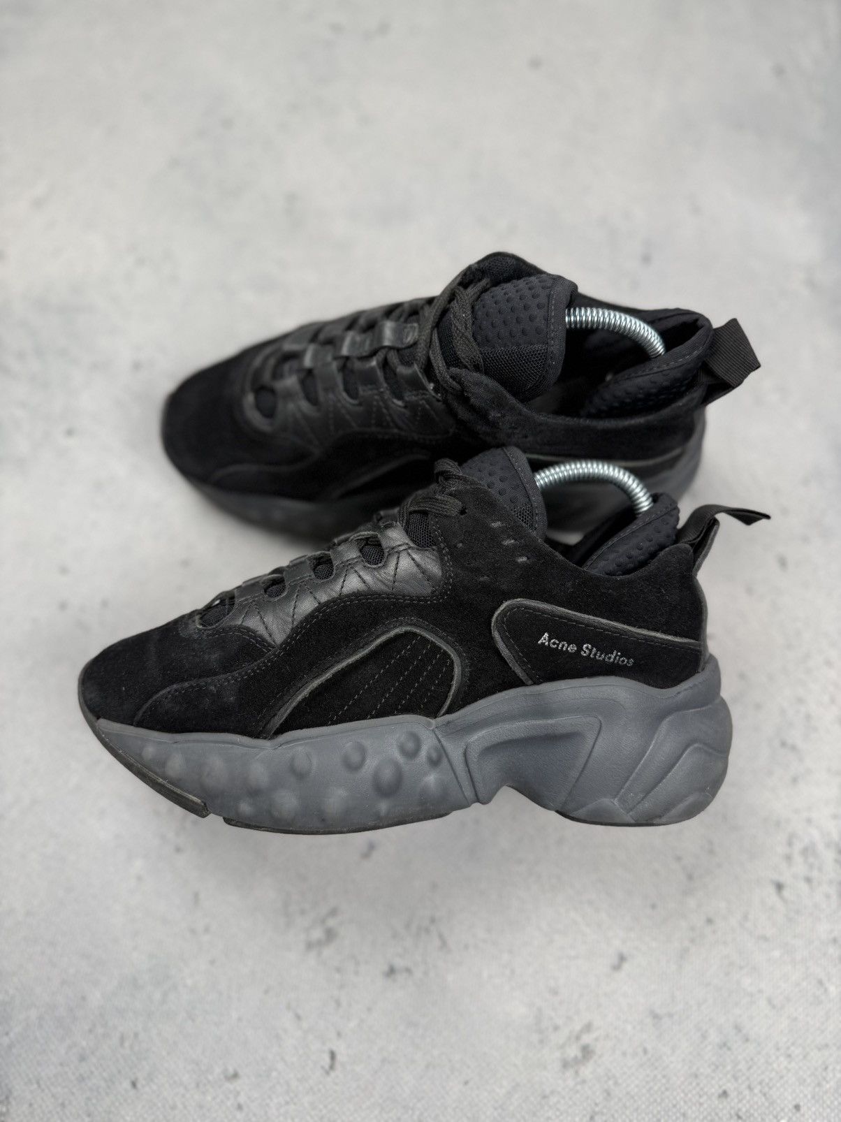 Acne Studios Acne Studios Rockaway Triple Black Suede Leather Sneakers Size US 5 / IT 35 - 2 Thumbnail