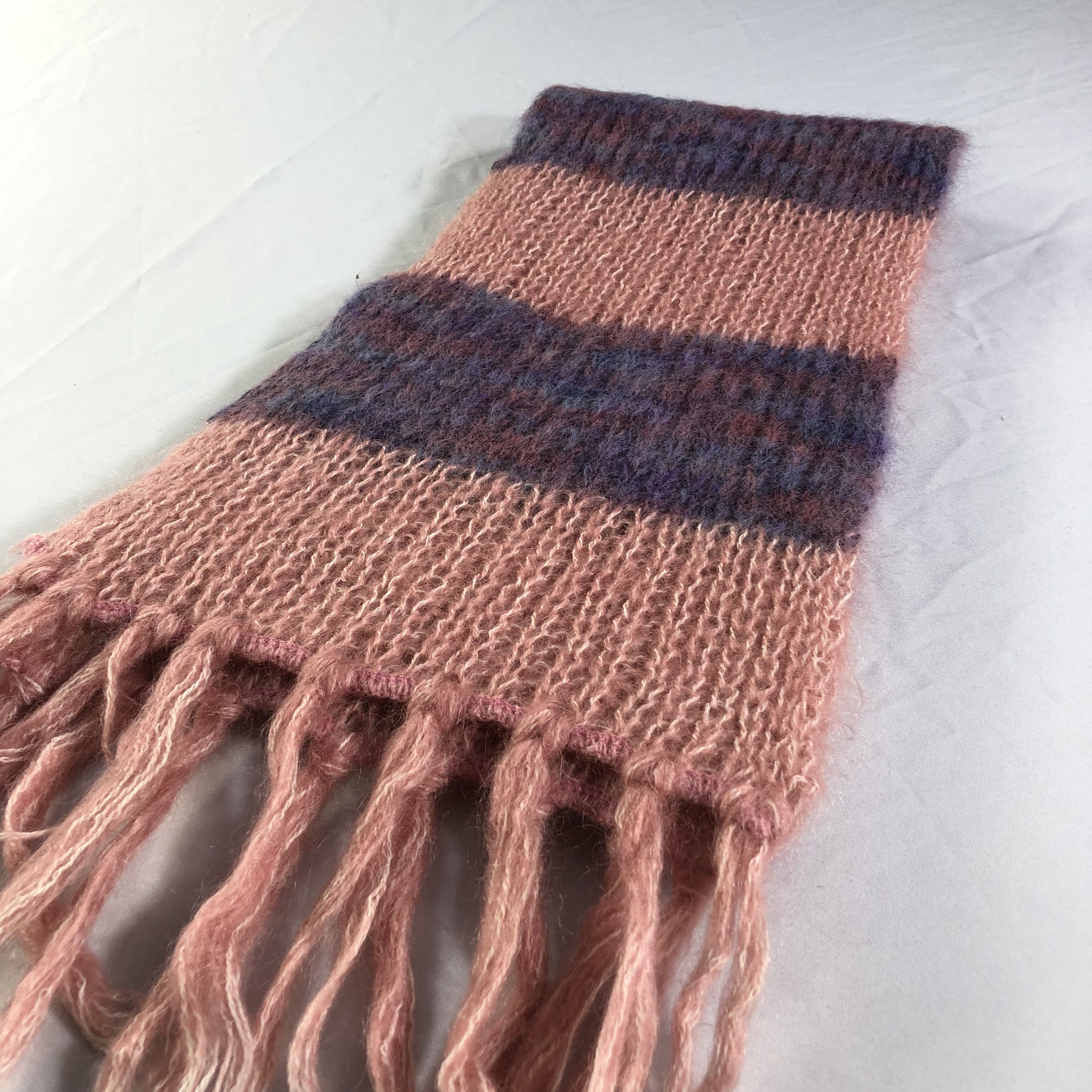 Vintage Striped Mohair Scarf Muffler V1487 Size ONE SIZE - 2 Thumbnail