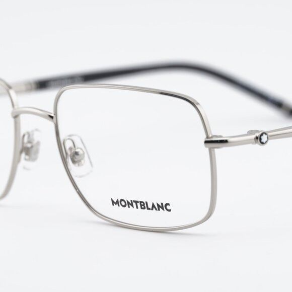 Montblanc Montblanc MB0072O 002 Eyeglasses Silver/Black 55mm Rectangle Size ONE SIZE - 3 Thumbnail