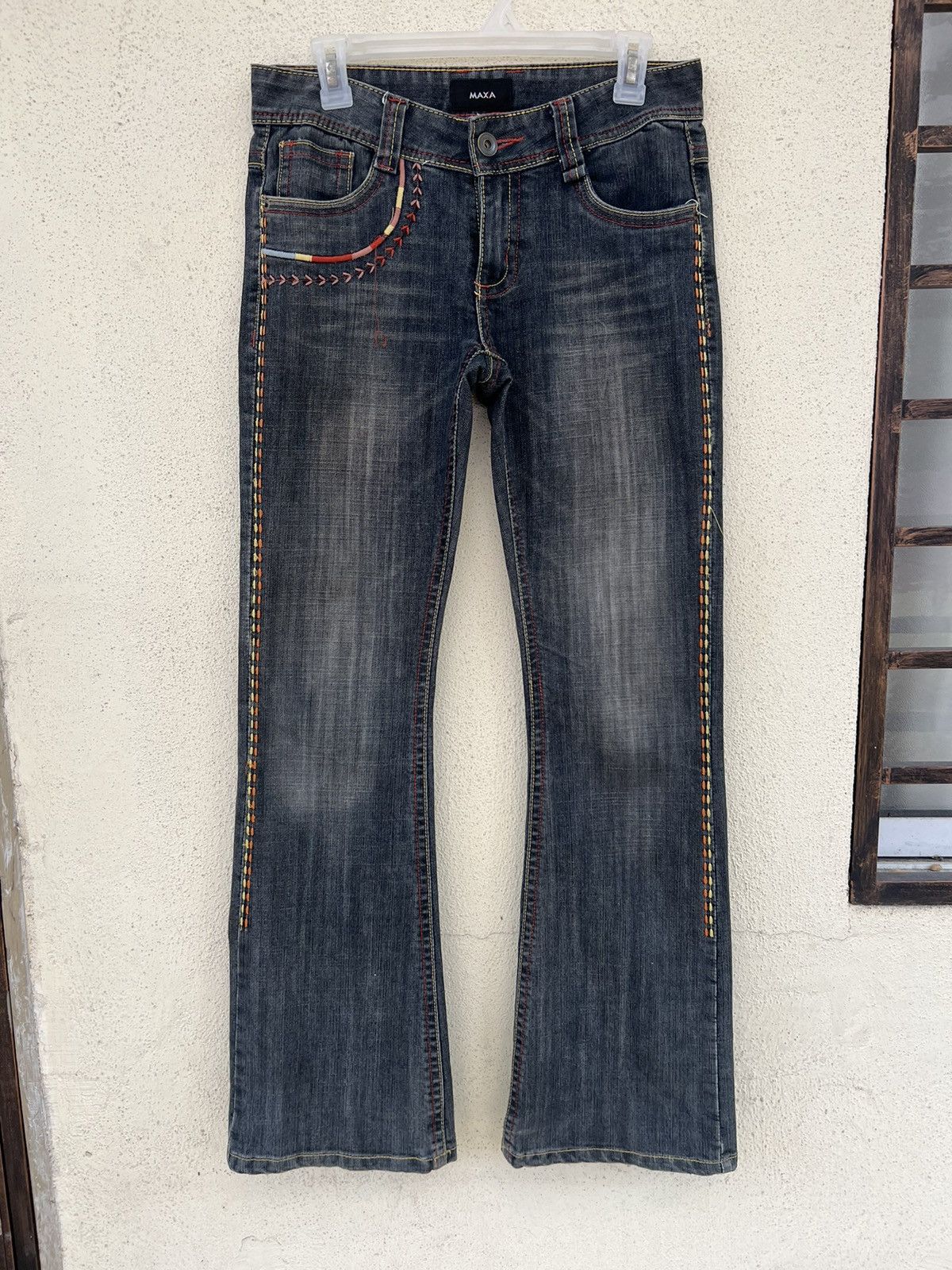 Vintage Vintage Maxa Japan Embroidery Fade Black Bootcut Jeans Size US 29 - 6 Thumbnail