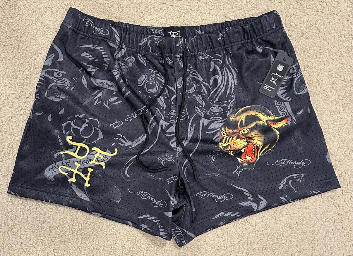 Ed Hardy Ed Hardy Mesh Shorts Mens XL Black Tattoo Graphic Y2K 2000s Size US 36 / EU 52 - 1 Thumbnail