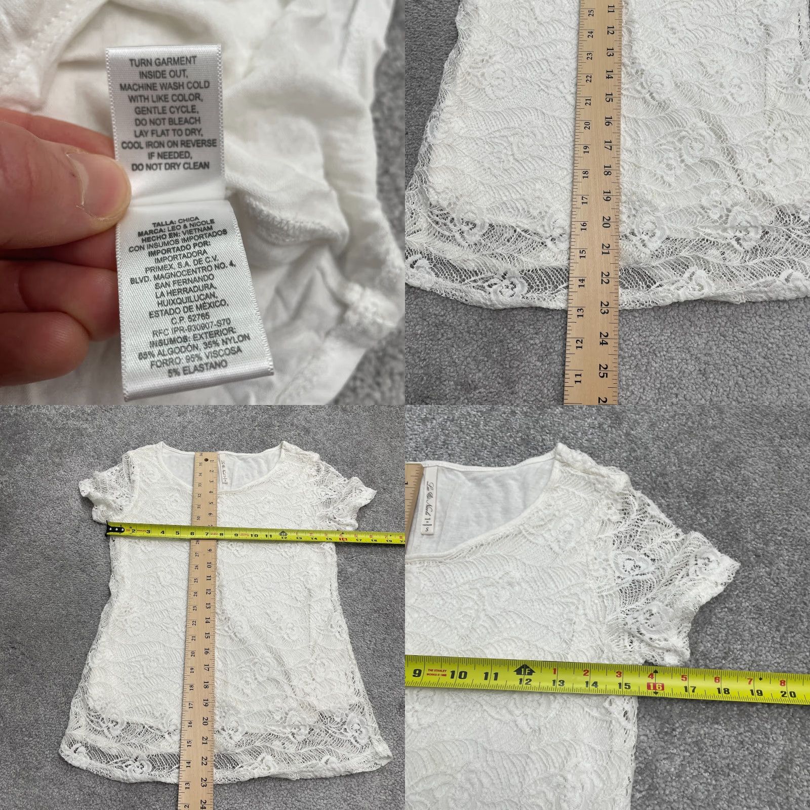 Vintage Leo & Nicole Lace Blouse Womens S White Short Sleeve Casual Top Size S / US 4 / IT 40 - 8 Thumbnail