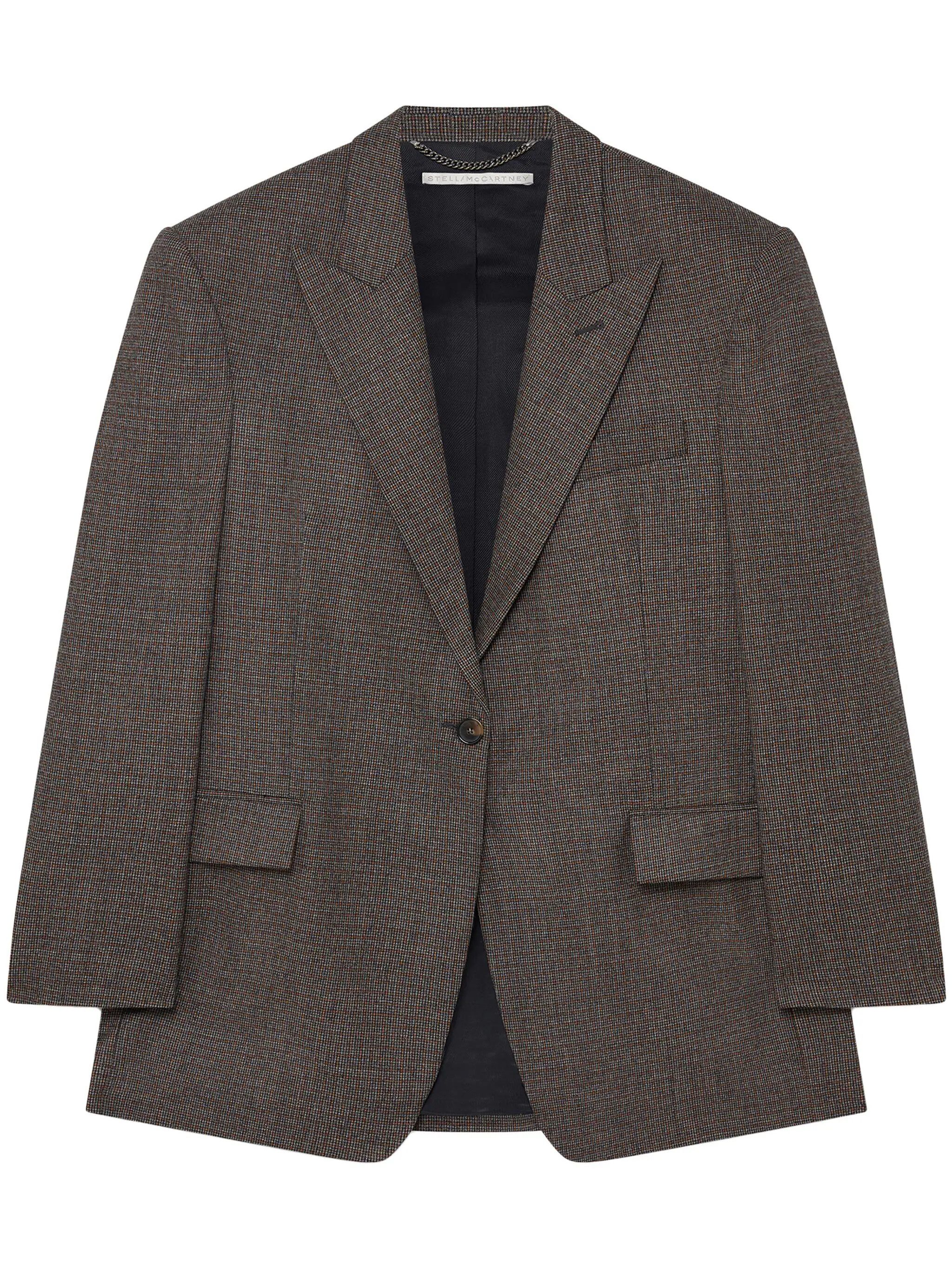 o1s22i1n1024 Houndstooth Single Breasted Blazer in Grey