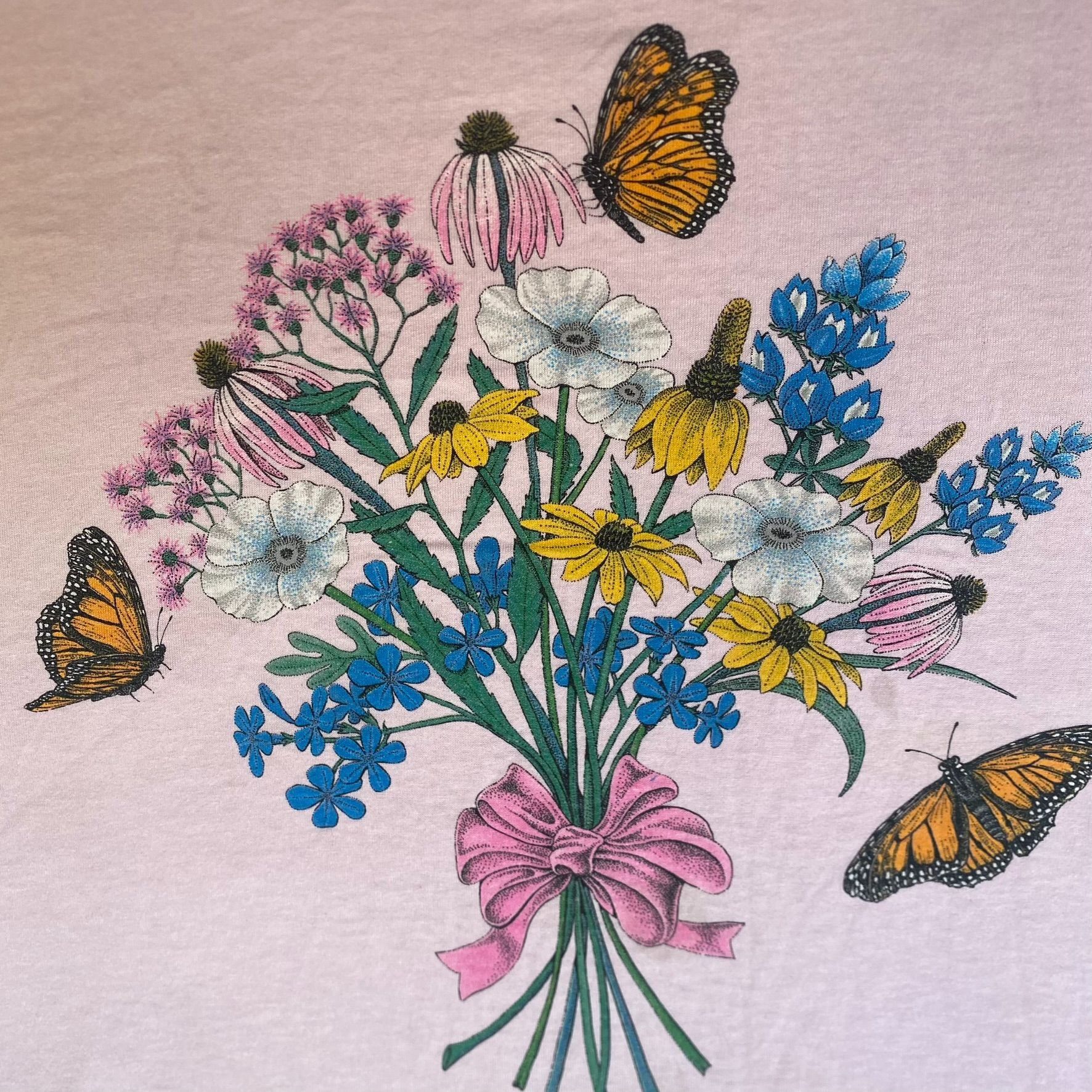 Vintage Vintage 90s Butterfly Flower Shirt Cute Pink Nature Animal T Size US L / EU 52-54 / 3 - 3 Thumbnail