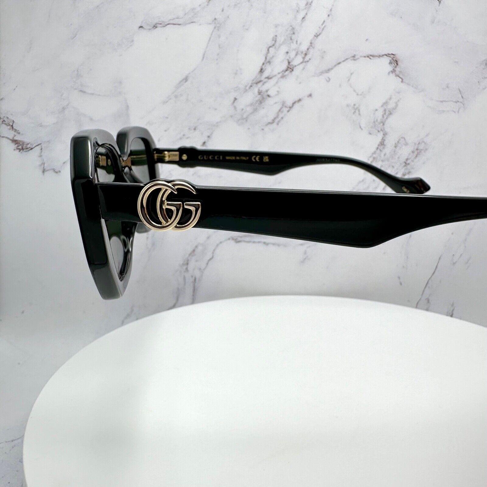 Gucci New Gucci Sunglasses Black Geometric Rectangle Gold GG Size ONE SIZE - 20 Thumbnail