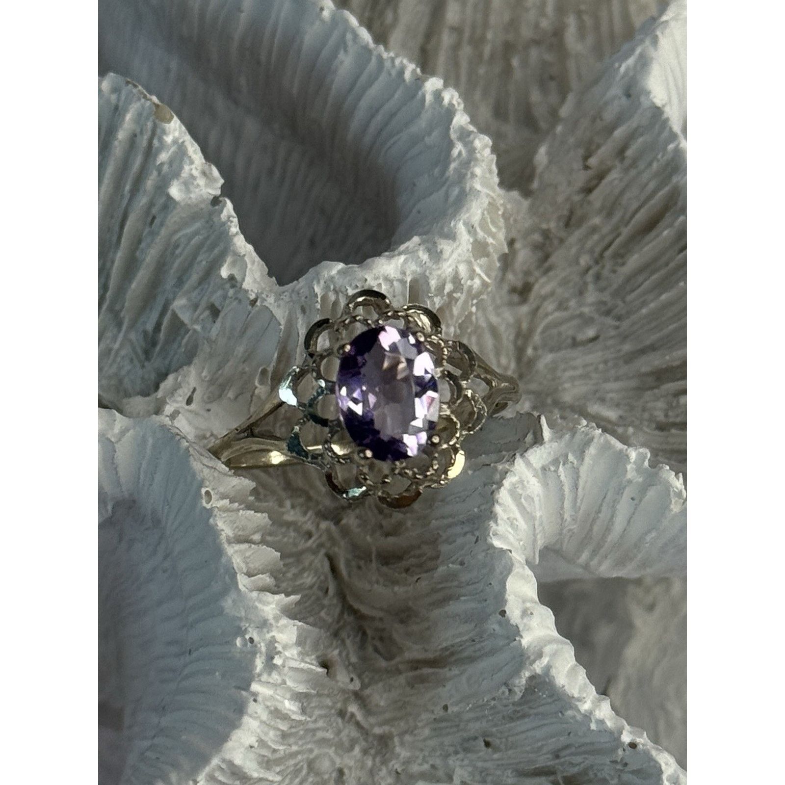 Jewelry 925 STERLING SILVER AMETHYST RING SIZE 7.5 Size ONE SIZE - 4 Thumbnail