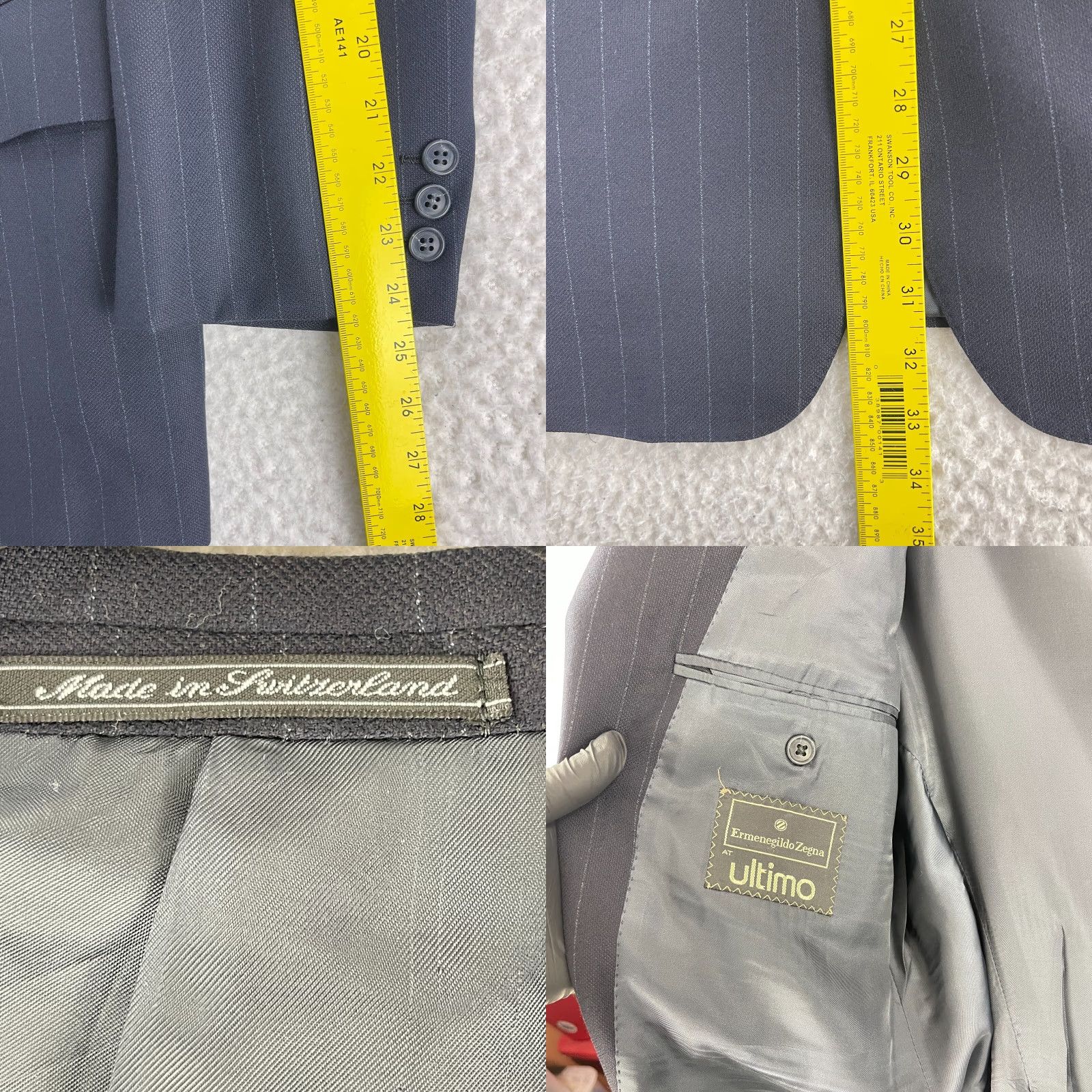 Ermenegildo Zegna Ermenegildo Zegna Blazer Mens Size 44 Blue Striped Three-Button 2 Piece Jacket Suit Long Size 44R - 9 Thumbnail