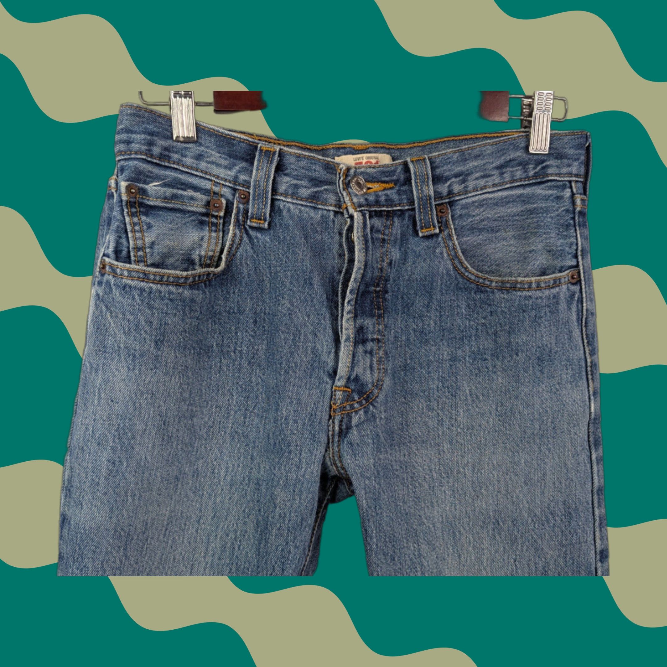 Levi's VINTAGE Levis Jeans 501 Straight Levi's 501 Series Mens 29X32 Button Fly Medium Wash Denim 100% Cotton Blue Regular Inseam 32 Size US 29 - 1 Thumbnail