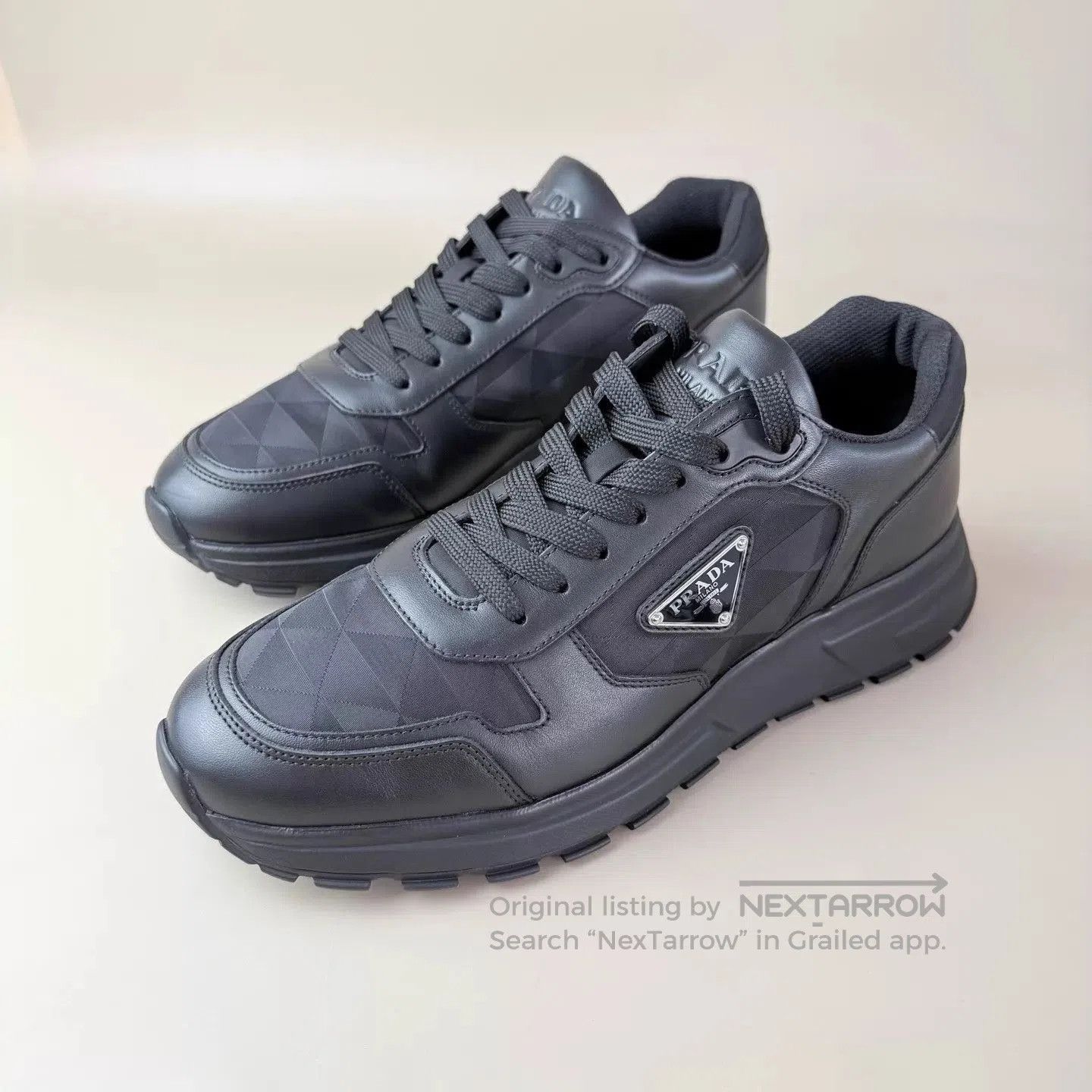 Prada Black Low-Top Sneakers with Textured Design. Size US 8 / EU 41 - 1 Thumbnail