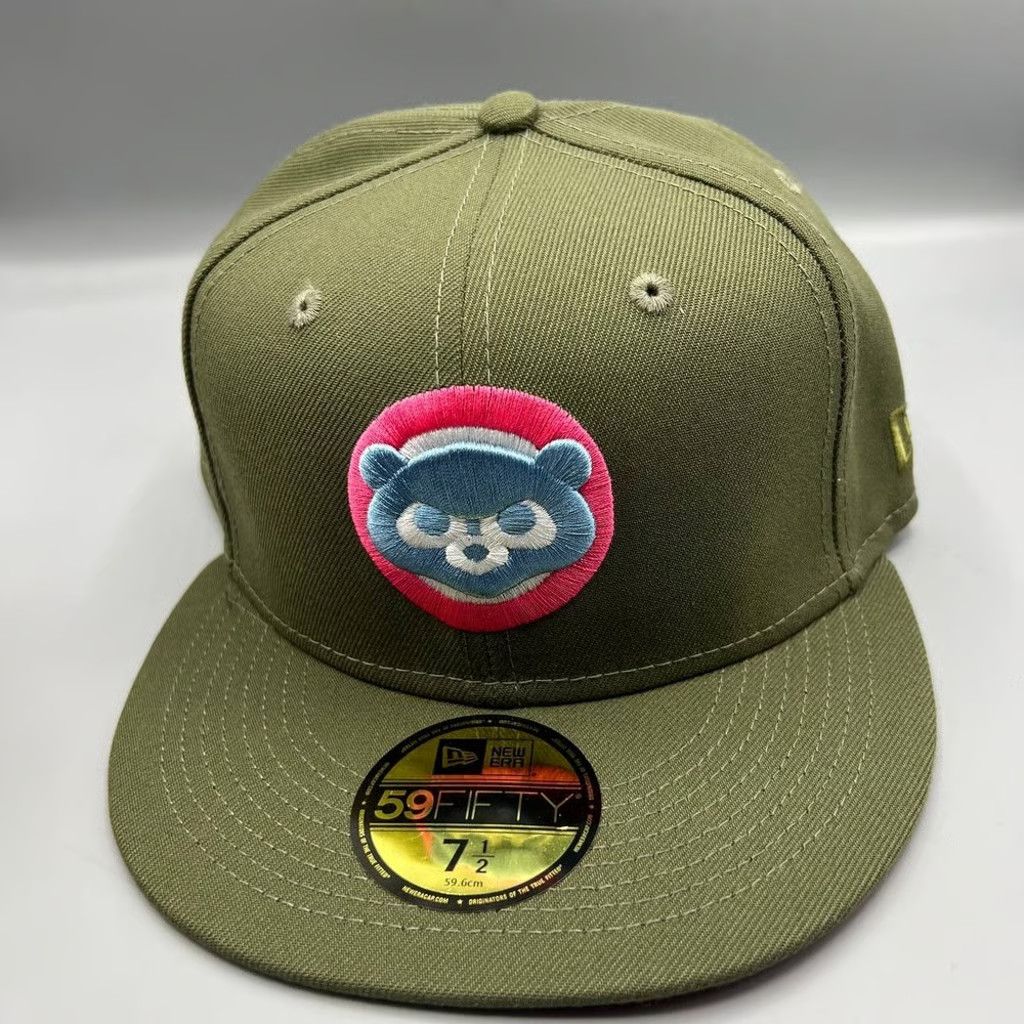 New Era Chicago Cubs Hat Men 7 1/2 Green 59Fifty New Era Fitted Cap Size ONE SIZE - 2 Thumbnail