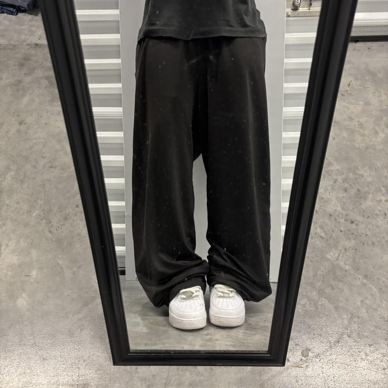 Japanese Brand × Vintage Crazy Vintage Y2K/2000s Baggy Black Drill Streetwear Loose Fit Track Pants! Size US 36 / EU 52 - 1 Thumbnail