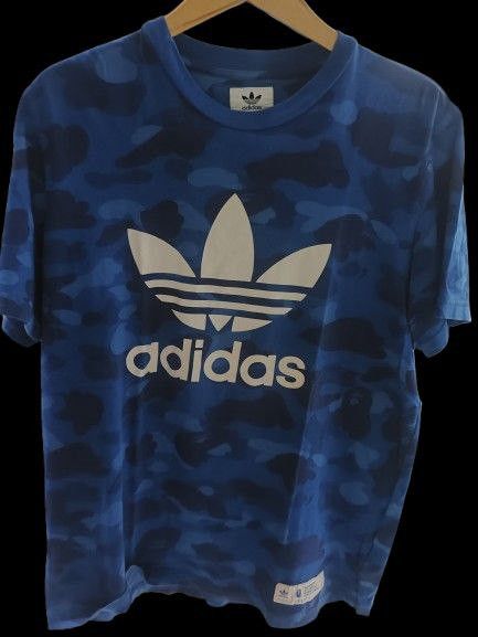 Adidas × Bape Adidas x Bape Blue Color Camoflage Short Sleeve T-Shirt Size US L / EU 52-54 / 3 - 1 Thumbnail