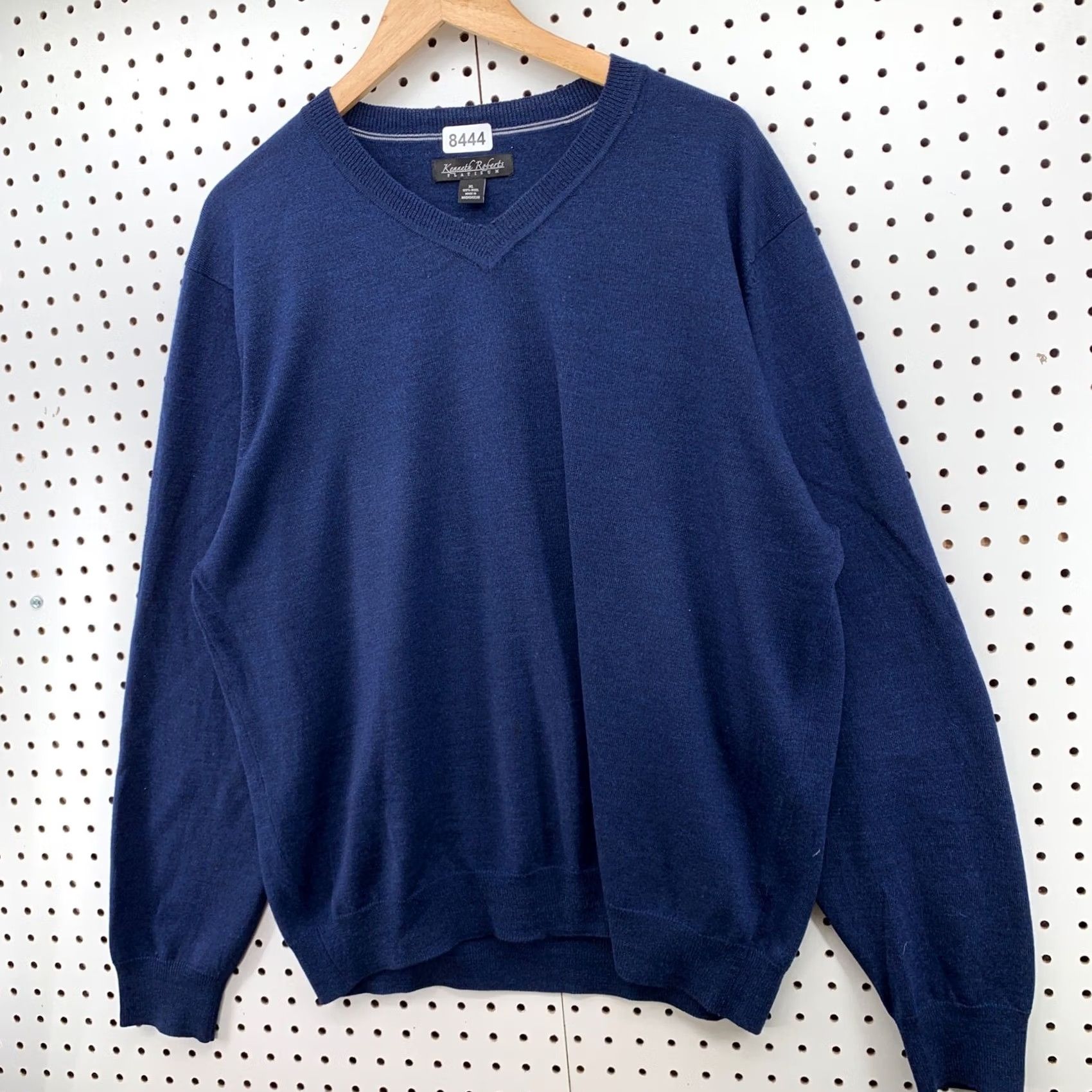 Vintage Kenneth Roberts Platinum 100% Wool Sweater Men XL Blue V-Neck Pullover Size US XL / EU 56 / 4 - 2 Thumbnail