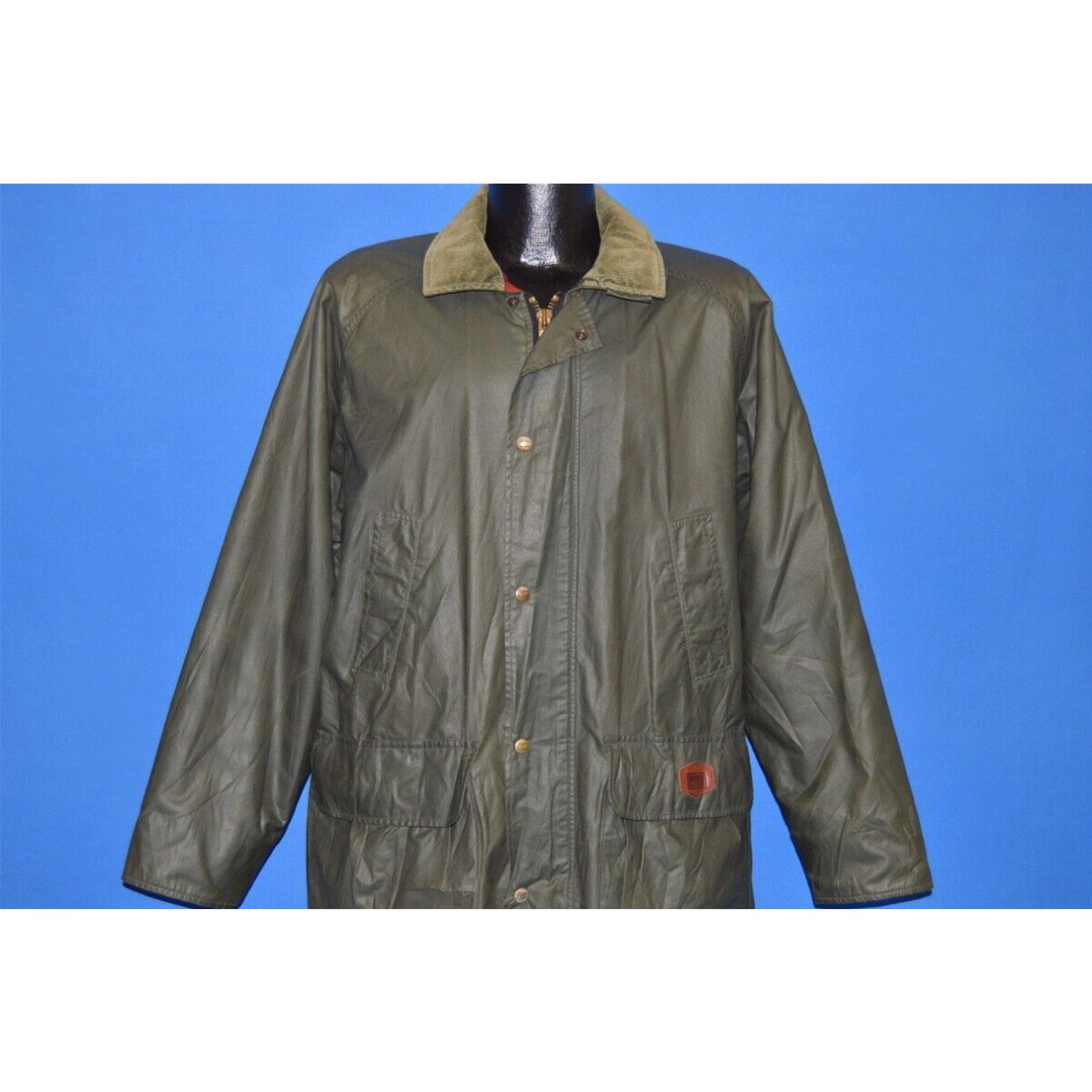 Vintage vintage 80s WOOLRICH RAIN SLICKER WAXED COTTON COAT FIELD ...