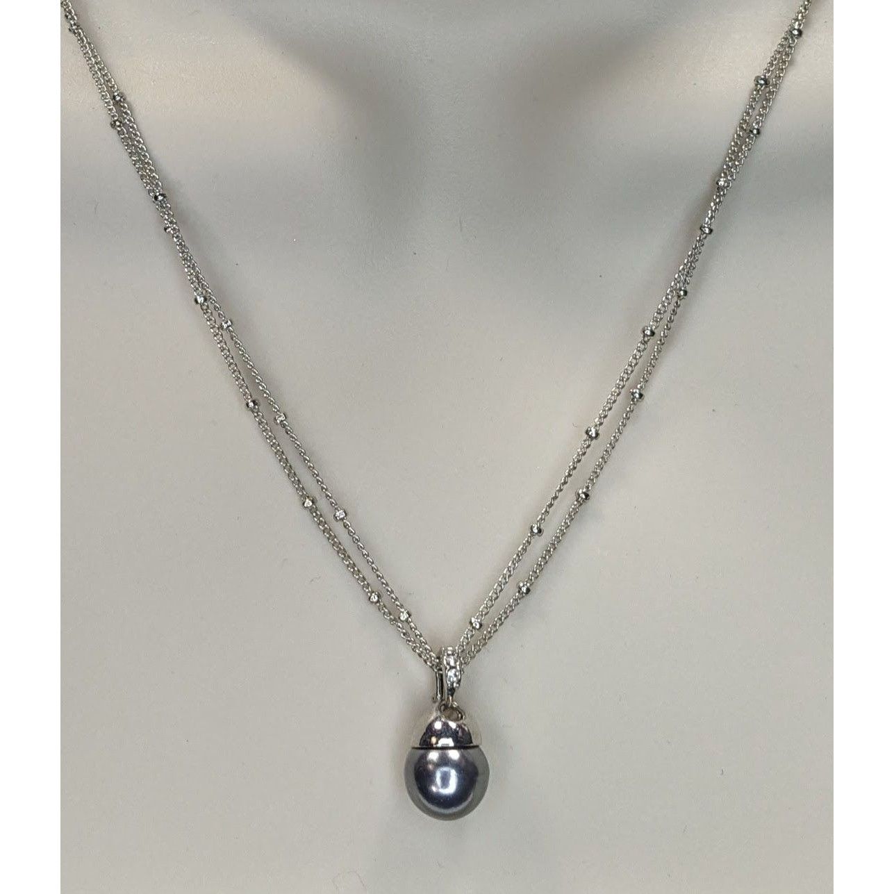 Other Minimalist Dainty Silver Tone Double-Strand Necklace With Si Size ONE SIZE - 6 Thumbnail