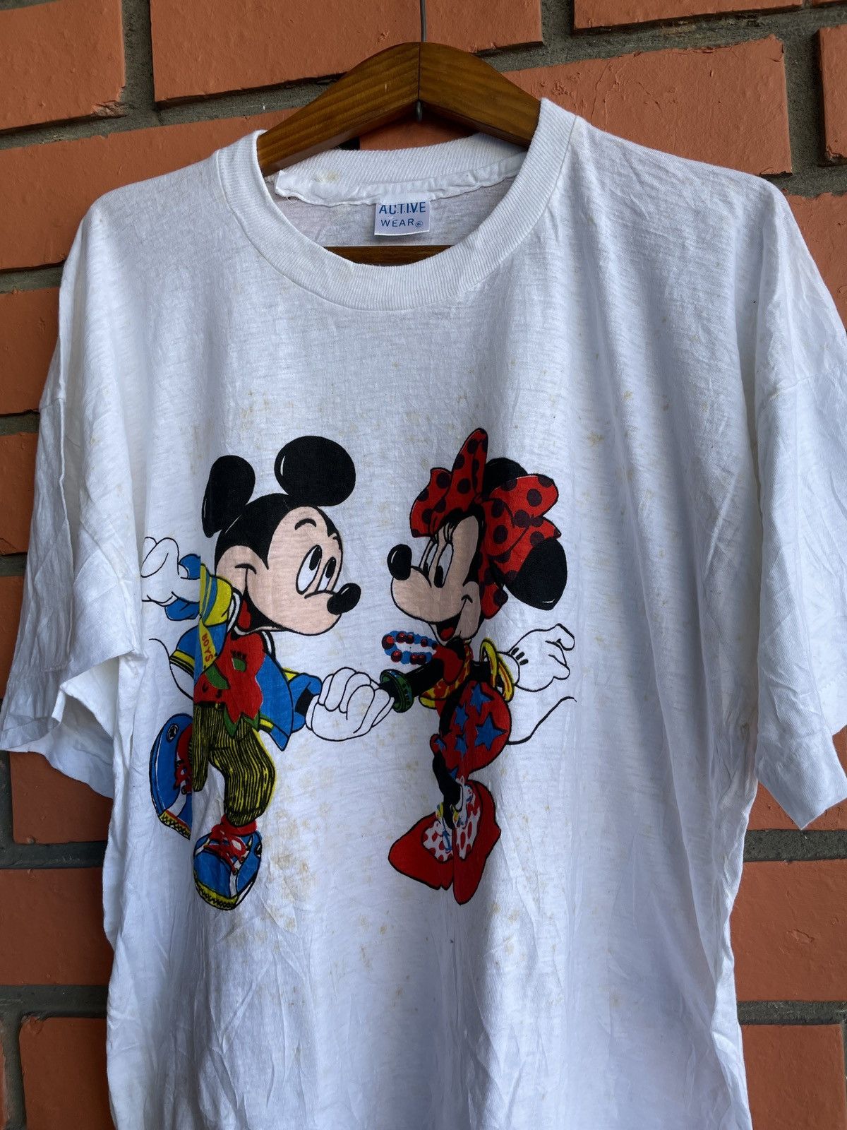 Mickey Mouse × Vintage Vintage 80’s Mickey Mouse bootleg dancing hippie retro mouse Size US L / EU 52-54 / 3 - 5 Thumbnail