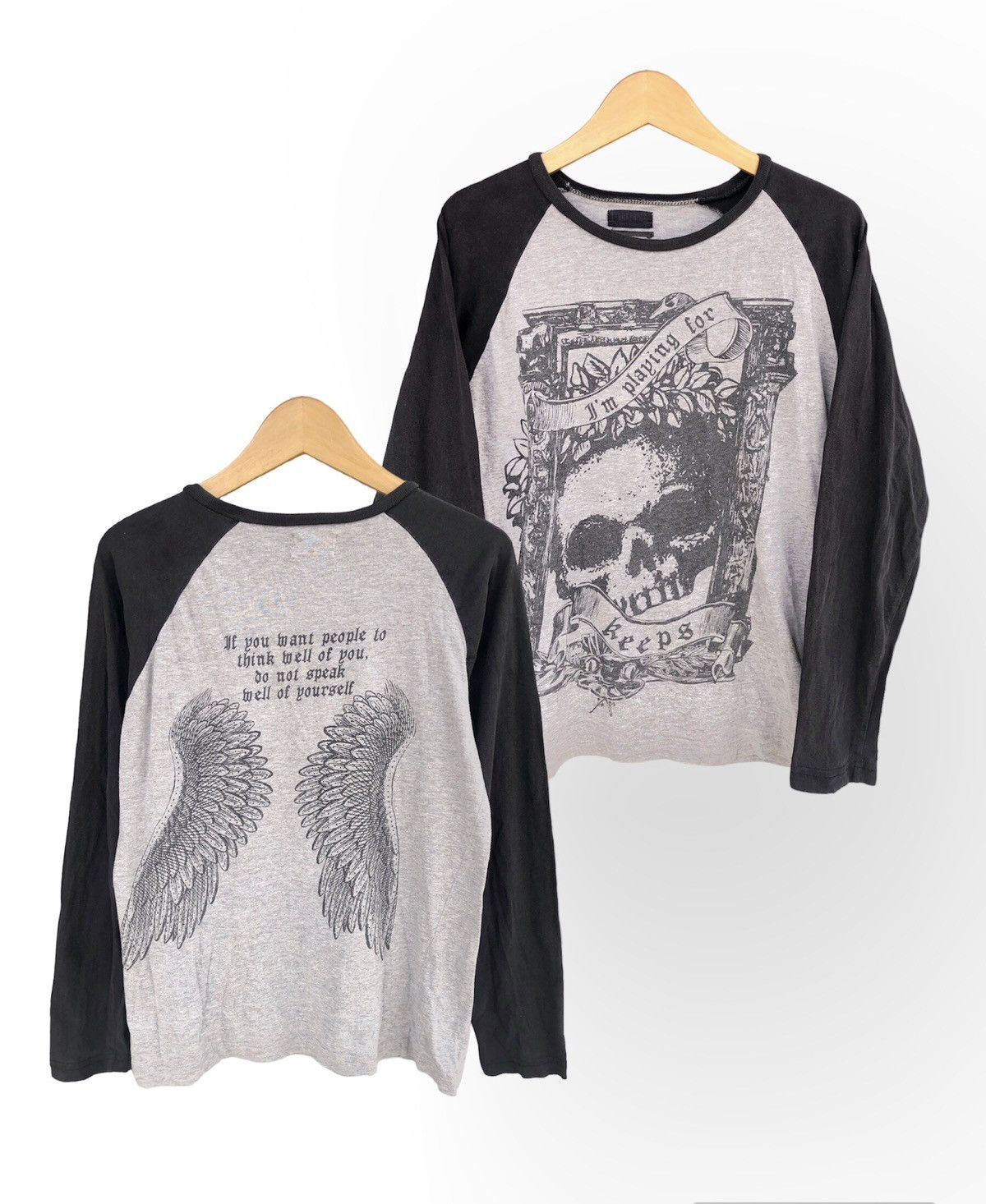 If Six Was Nine Graphics-Japanese Skull Wings Poem Long Sleeve | Grailed