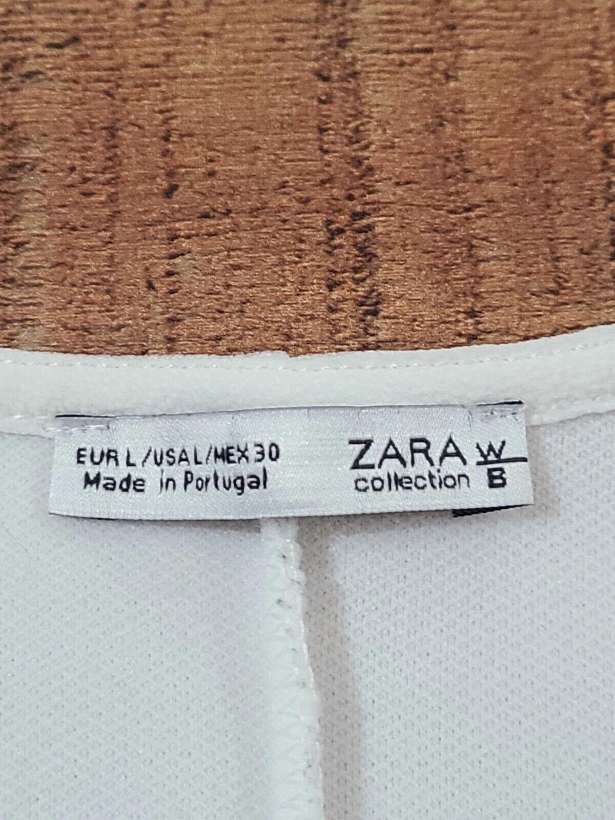 Zara Zara WB Collection Dress Large White Gold V Neck Sheath Ss Size L / US 10 / IT 46 - 4 Thumbnail