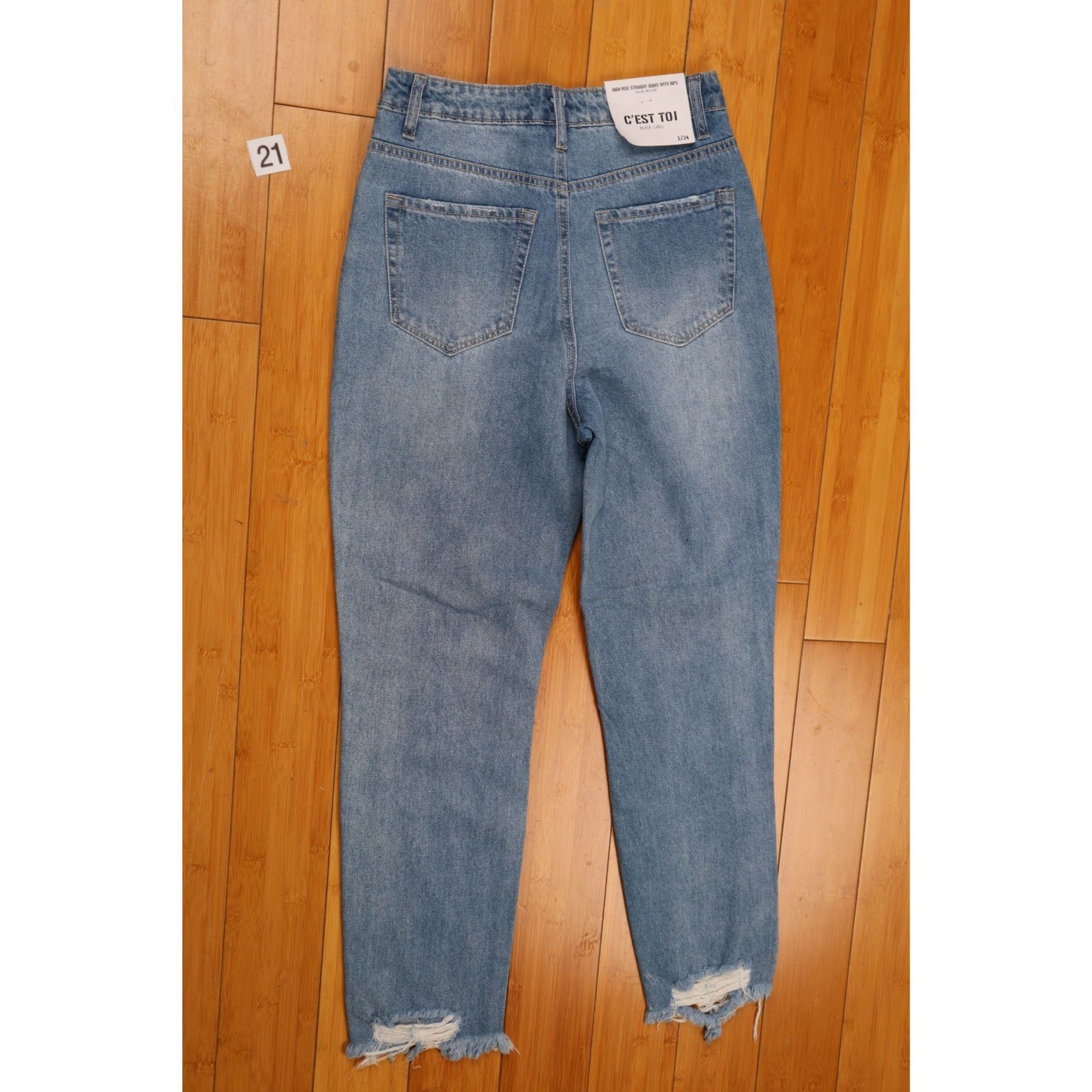 Other NEW C’EST TOI Black Label High Rise Straight Ripped Jeans Si Size 24" / US 00 / IT 34 - 2 Thumbnail