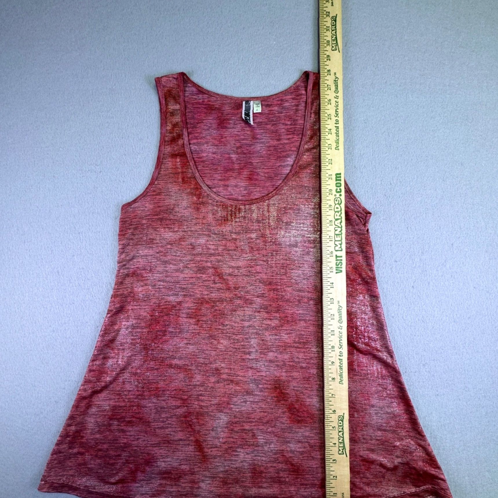 BKE BKE Buckle Shirt Blouse Women's Large Red Metallic Foil Space Dye Tank Top Size L / US 10 / IT 46 - 3 Thumbnail