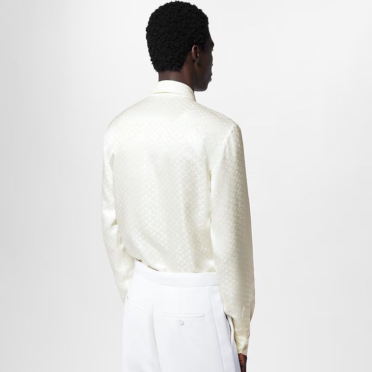 Louis Vuitton Monogram Long-Sleeved Silk Shirt - 38 M Size 38R - 4 Thumbnail