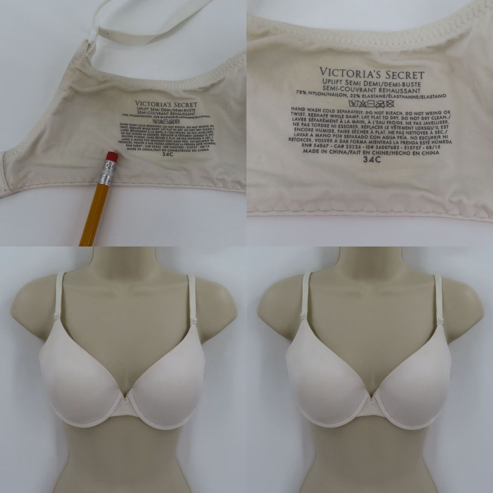 Victoria's Secret Victoria's Secret Bra 34C White Underwire Padded T-Shirt Demi Solid Women Vintage: No Size ONE SIZE - 9 Thumbnail