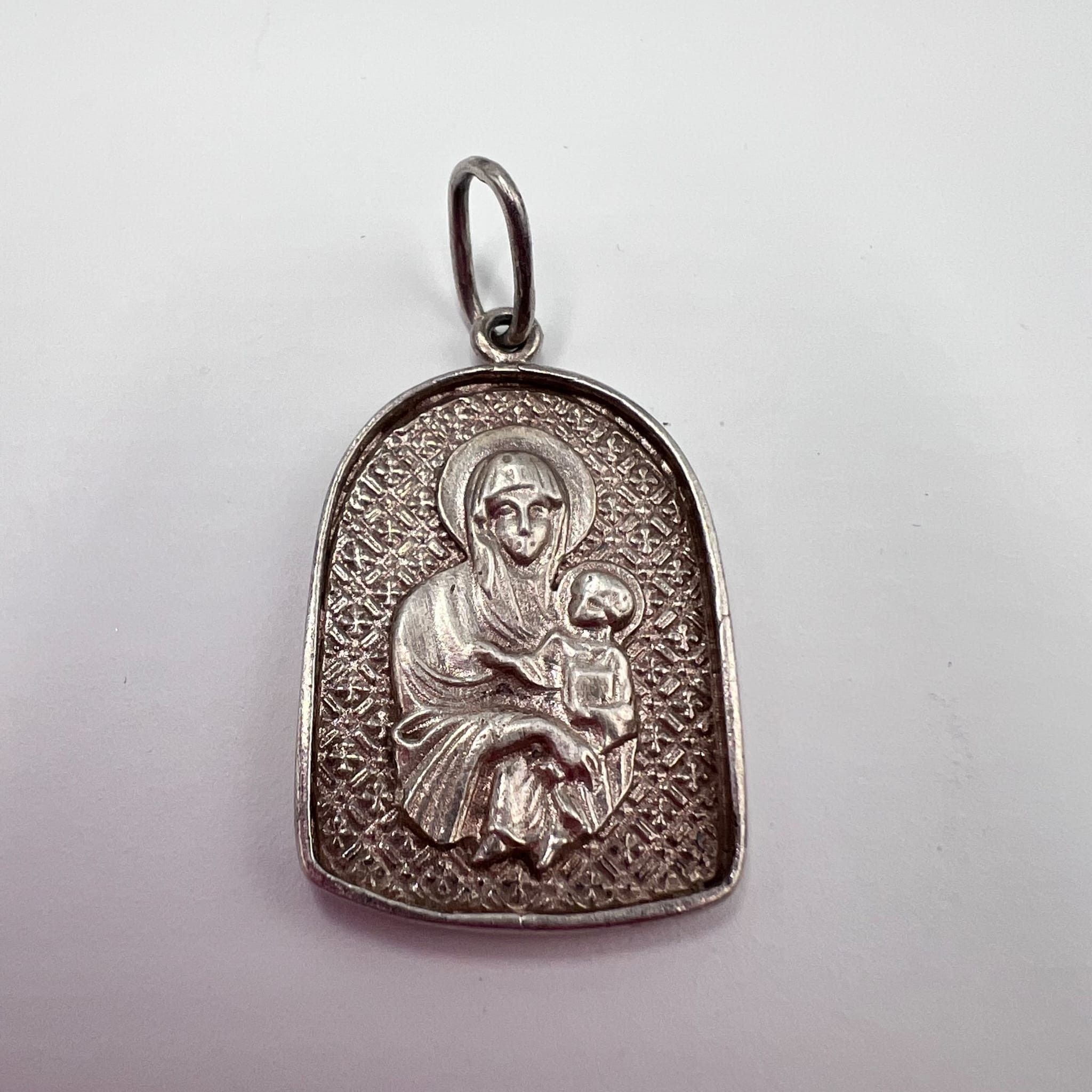 Sterling Silver Vintage Sterling Silver 925 Pendant Cross & Virgin Mary Size ONE SIZE - 6 Thumbnail