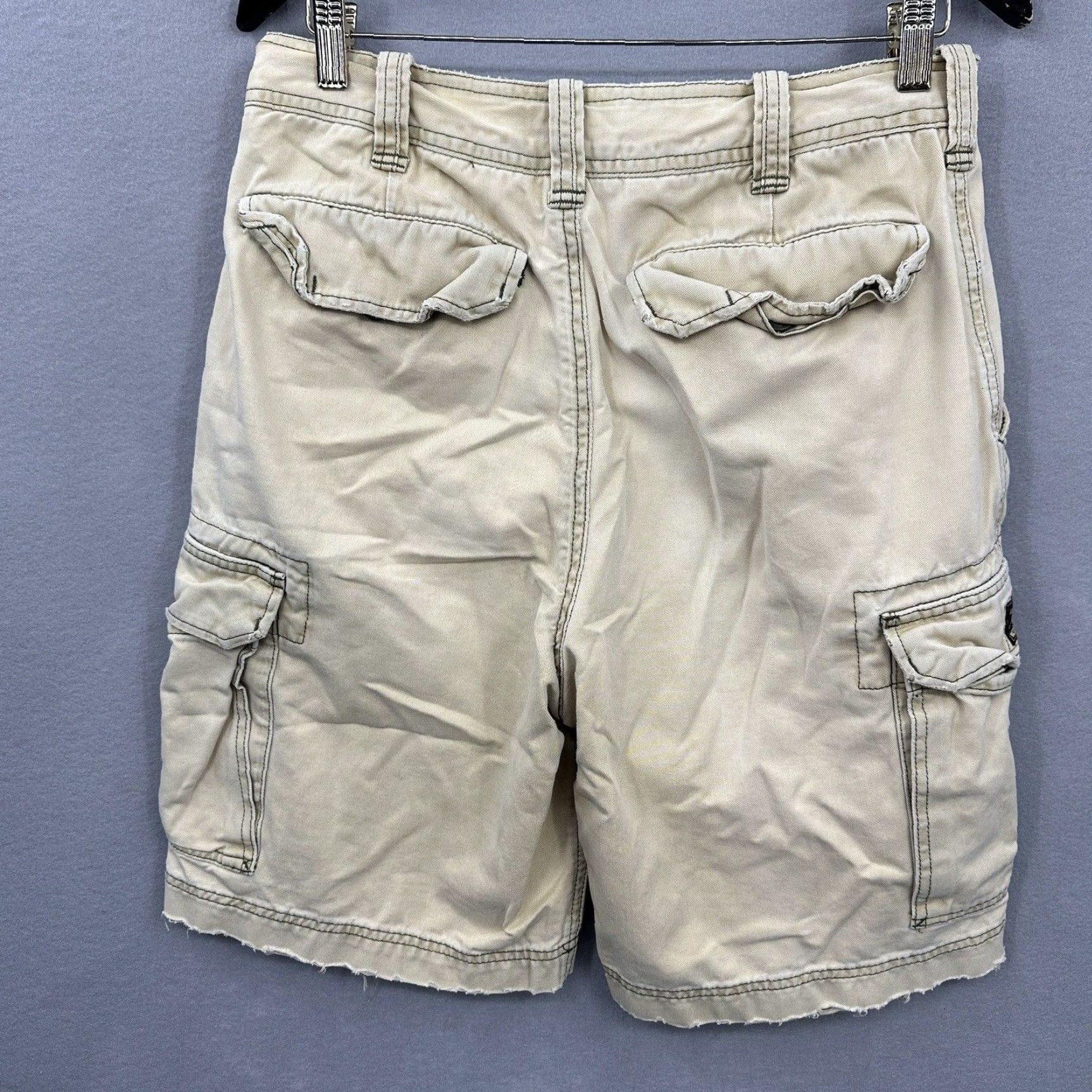 Abercrombie & Fitch VINTAGE Abercrombie & Fitch Cargo Shorts – Men’s 32 Tan Beige Canvas Mid Rise Button Zipper Pockets 90s Y2K Outdoor Casual Denim-like Baggy Style Mens Size US 32 / EU 48 - 7 Thumbnail