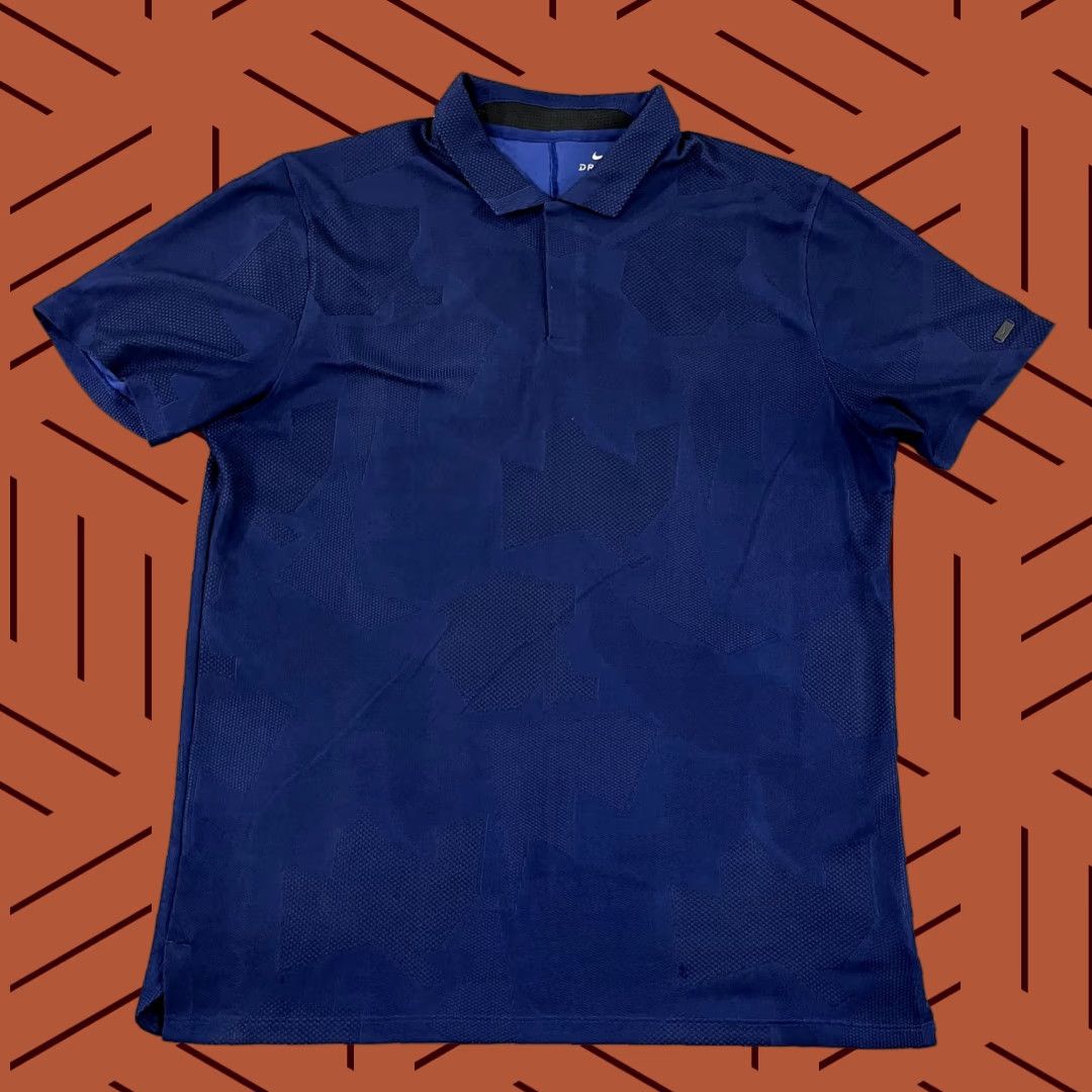 Nike VINTAGE Nike Tiger Woods Polo Shirt Mens Large Blue Geometric Snap Collar Golf S/S Size US L / EU 52-54 / 3 - 1 Thumbnail