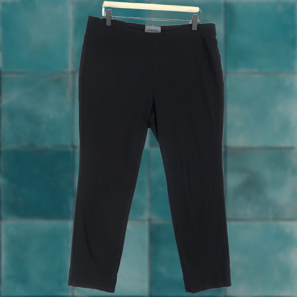 Vintage OSKA Pants Womens 8 Black Straight Leg Stretch Pull Trousers Comfort Size 30" / US 8 / IT 44 - 1 Thumbnail