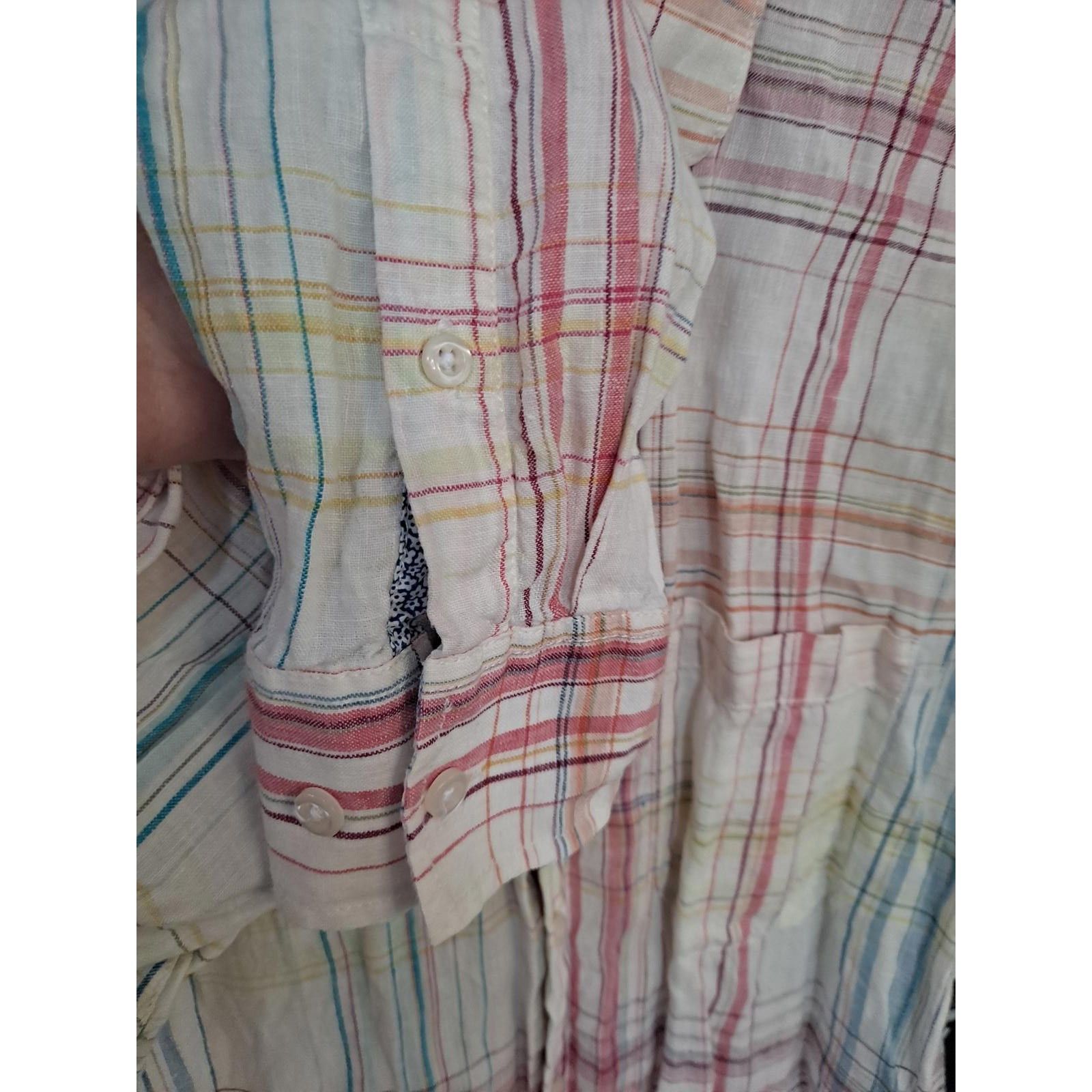 Tommy Bahama Tommy Bahama White Orange Blue Plaid 100% Linen Button Up Sh Size US L / EU 52-54 / 3 - 3 Thumbnail