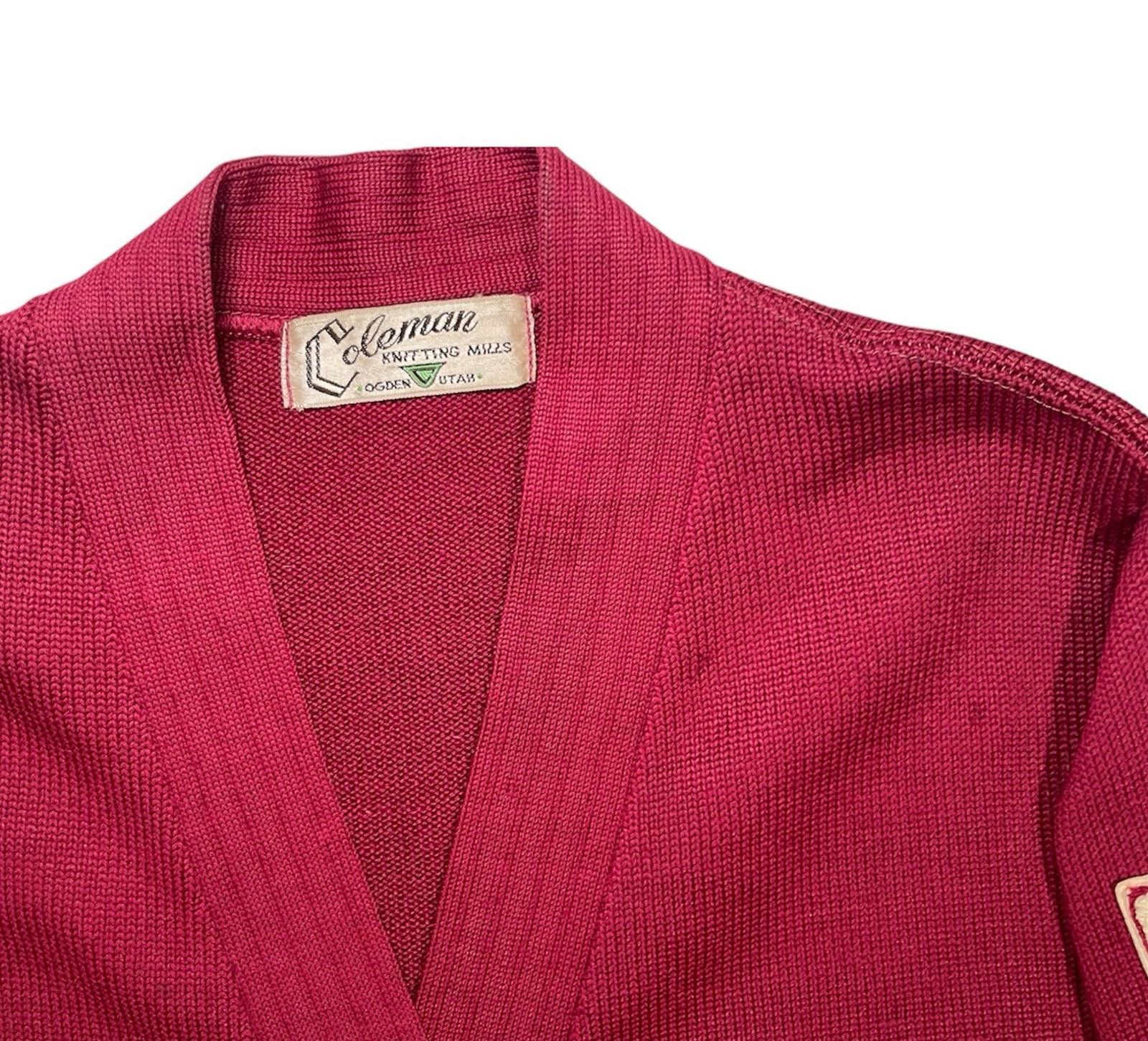 Coleman 1950s Coleman Maroon Wool Cardigan Sweater Jacket Ogden Utah Size US S / EU 44-46 / 1 - 5 Thumbnail