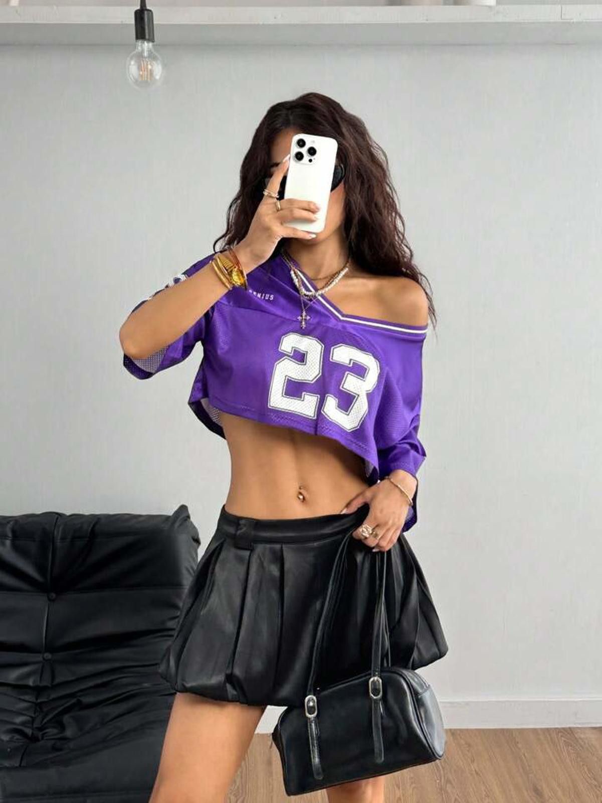 Other Purple Genius 23 Mesh Crop Top Jersey Size ONE SIZE - 3 Thumbnail