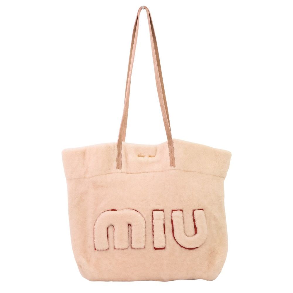 Miu Miu Miu Miu Shearling Tote Bag Natural Material Tote Bag DUTY FREE for USA