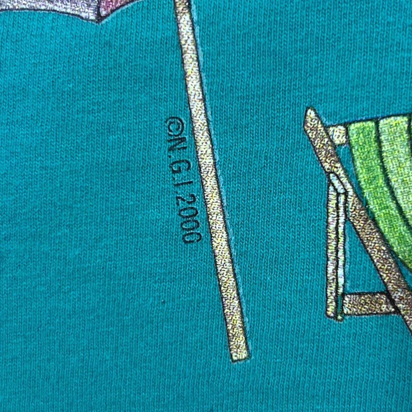 Jerzees Vintage Jerzees Myrtle Beach Umbrella Souvenir Graphic Vest Top XL T-Shirt Teal Turquoise Men Sleeveless Graphic 2000s Size 46R - 4 Thumbnail