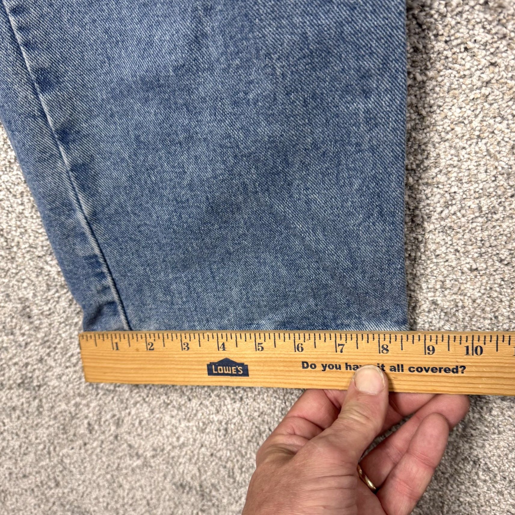 Wrangler VINTAGE Wrangler Jeans Mens 37x28 Blue Denim Straight Leg Workwear 97601VR Mexico 29in Inseam Pockets} Size US 37 - 3 Thumbnail