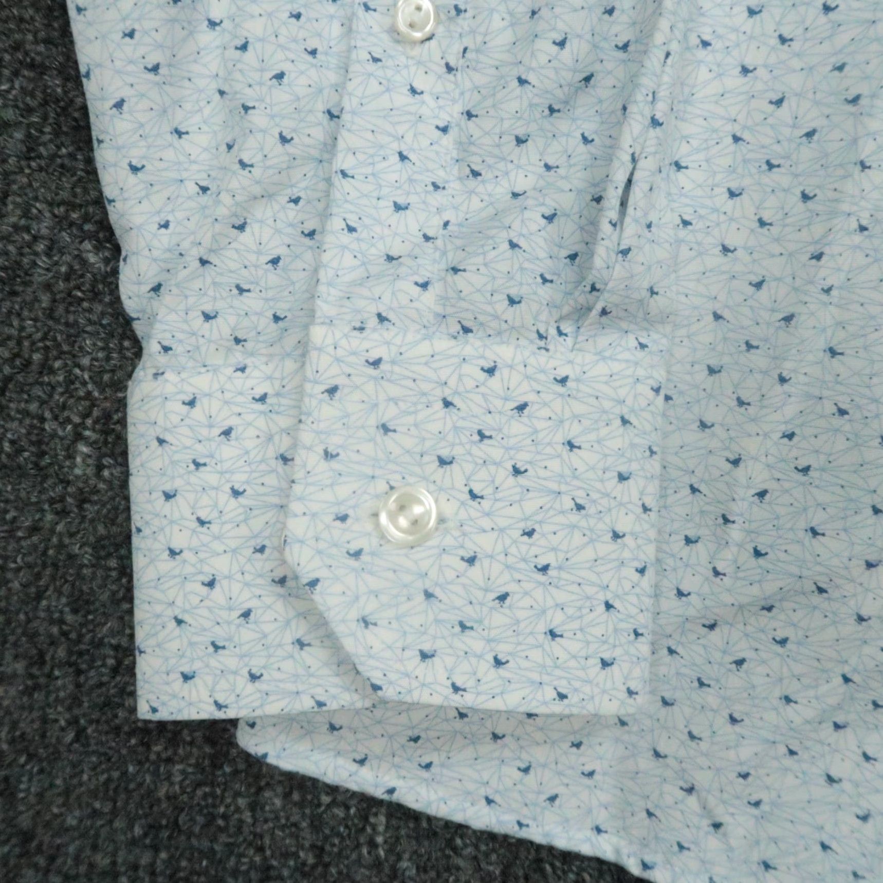 Eton Eton Shirt Mens XL White Blue Geo Bird Contemporary Long Sleeve Button Up Size US XL / EU 56 / 4 - 4 Thumbnail