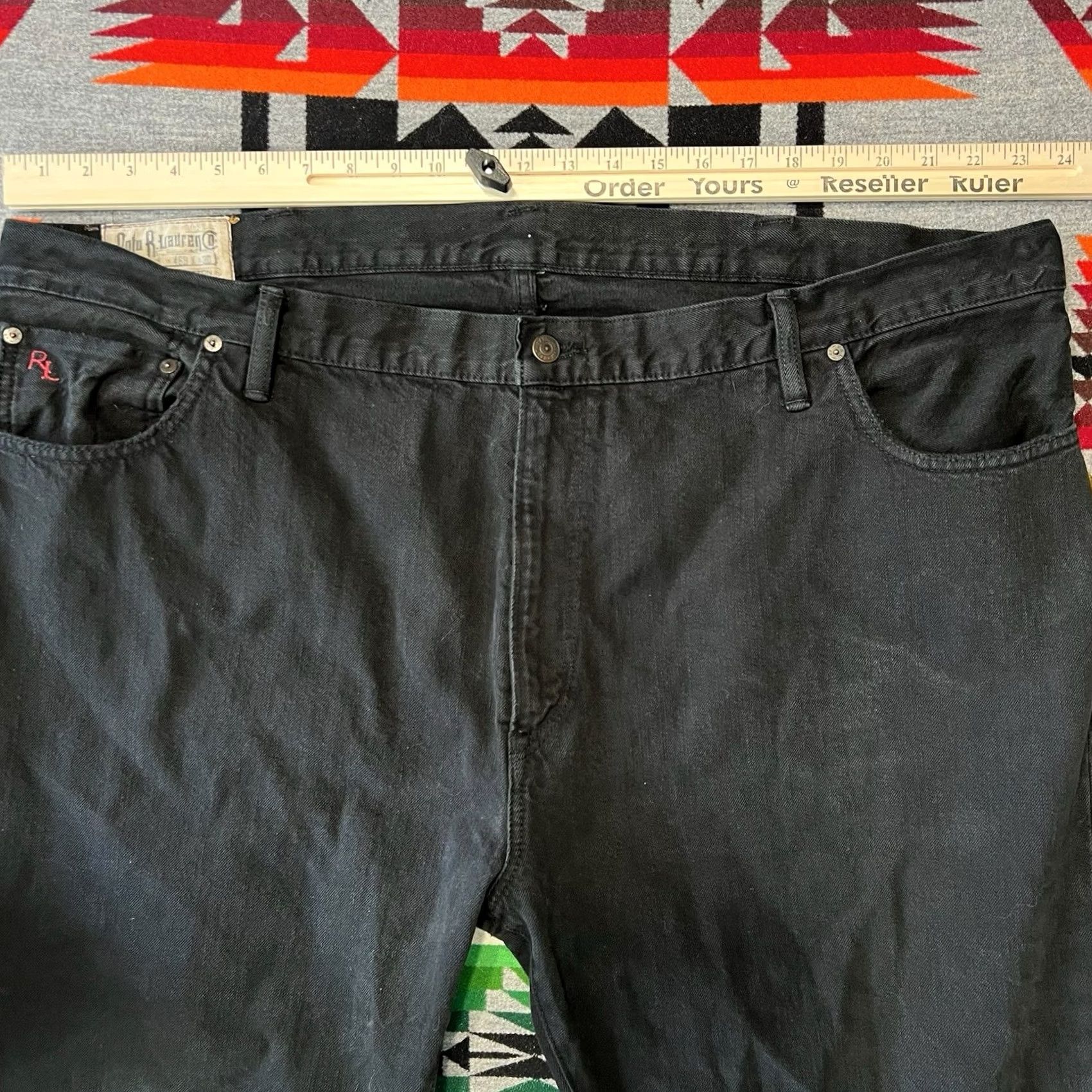 Polo Ralph Lauren Jeans Mens 46x30 Black Straight Denim 867 