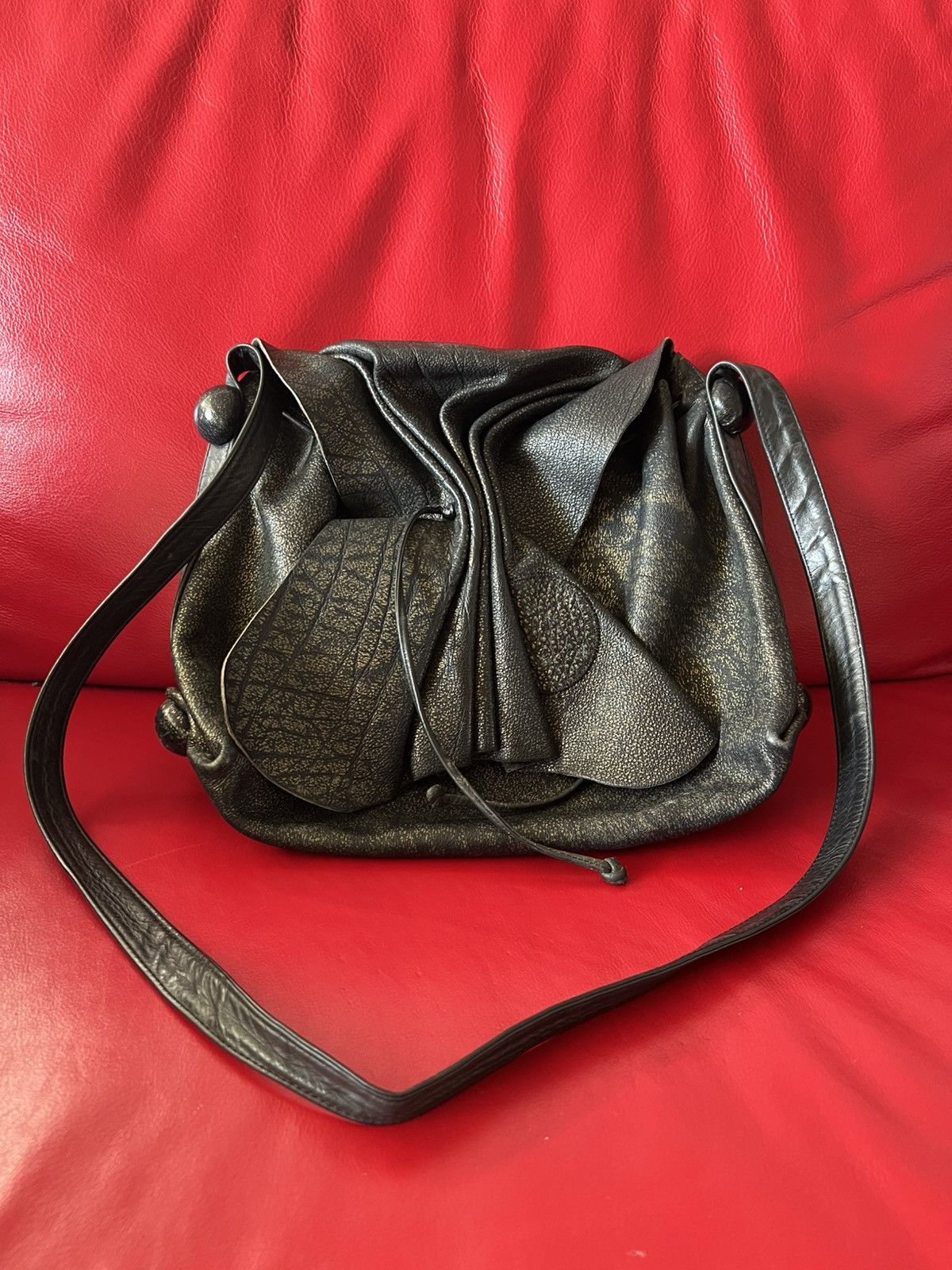 Other Carlos Falchi Vintage Black Leather Butterfly Bag USA made Size ONE SIZE - 7 Thumbnail