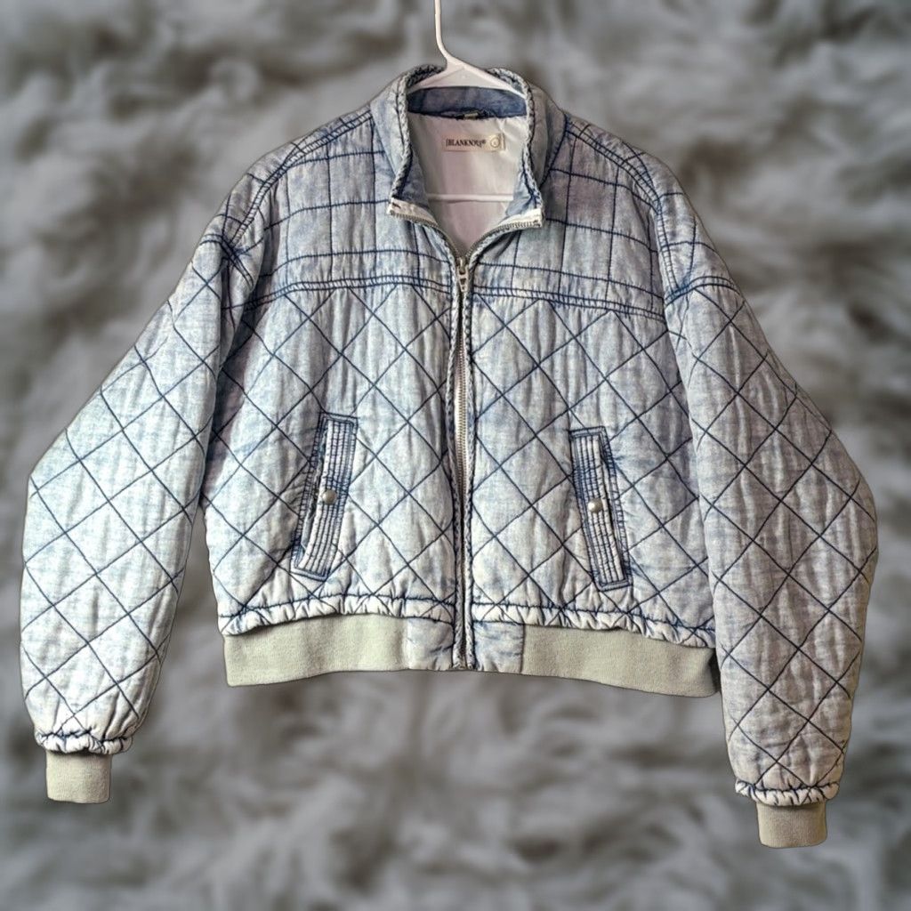 Vintage BLANKNYC Quilted Bomber Jacket Acid Wash Blue Women’s Large L Jacket Women's Blue Quilted Bomber Size L / US 10 / IT 46 - 1 Thumbnail