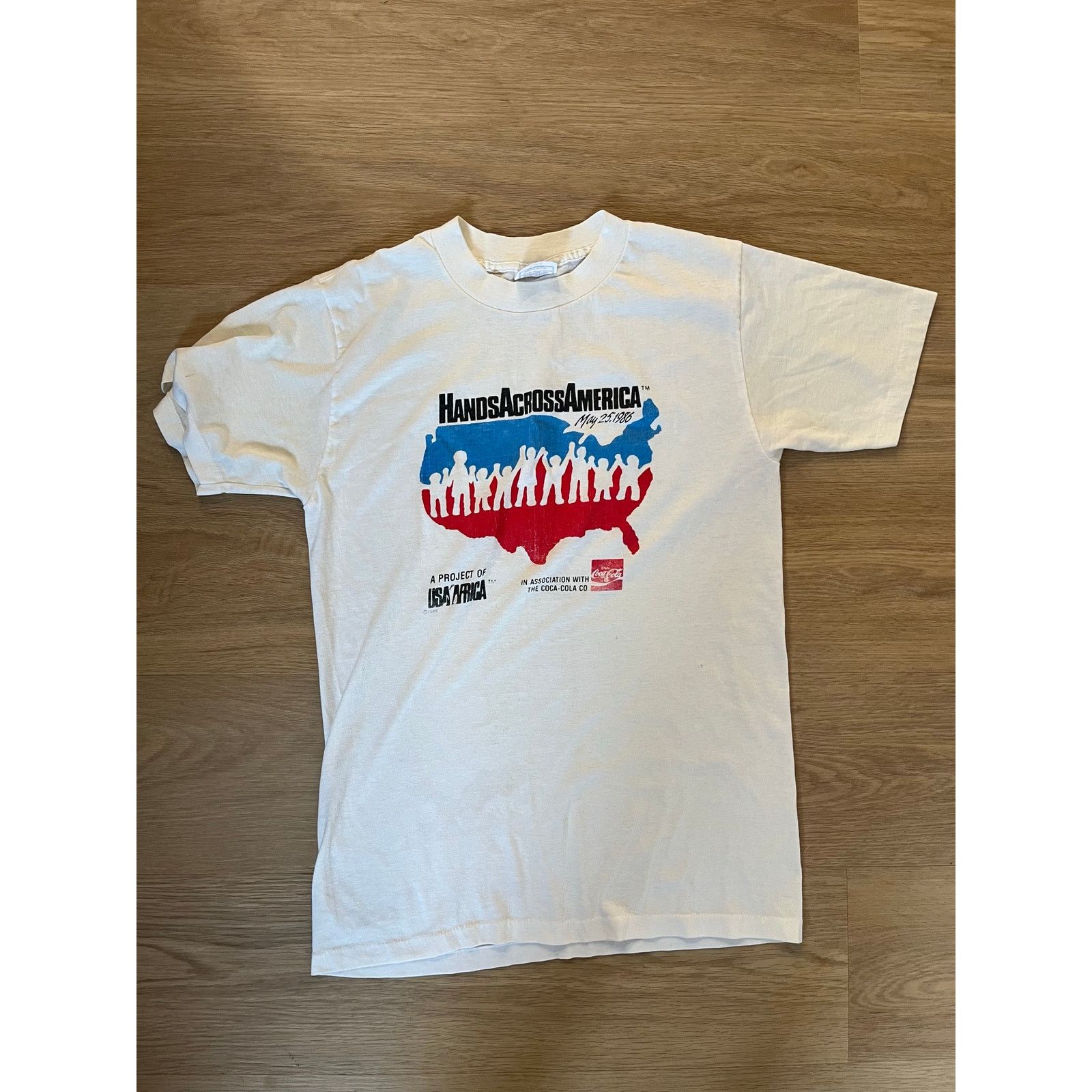Hanes Vintage 80’s 1986 T Shirt Hands Across America Size US L / EU 52-54 / 3 - 1 Thumbnail